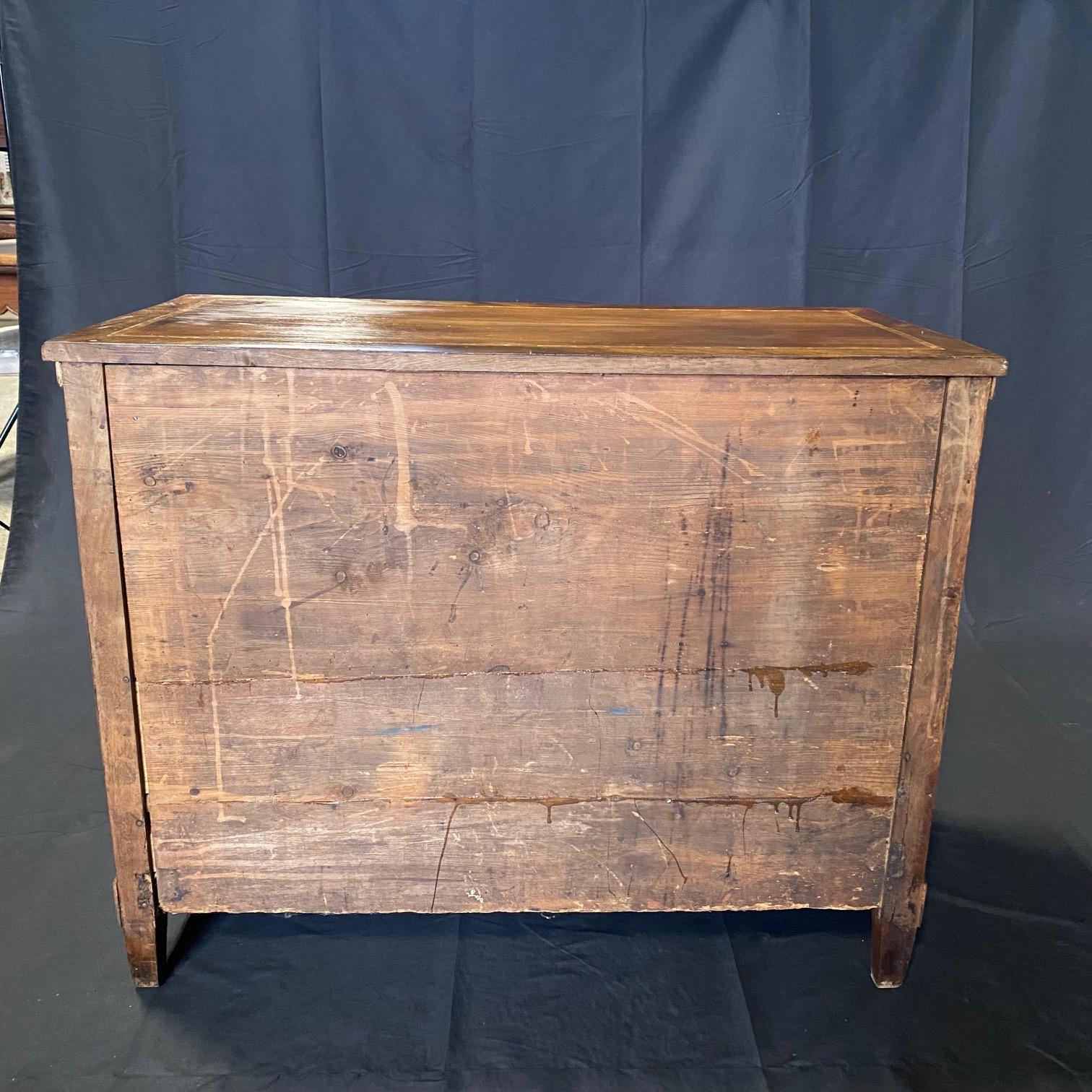 Early Italian 19th Century Inlaid Walnut and Fruitwood Commode Chest of Drawers 9