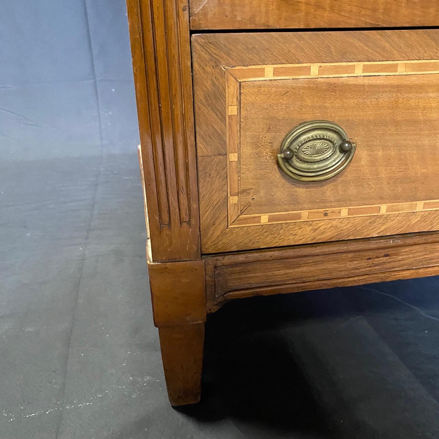Early Italian 19th Century Inlaid Walnut and Fruitwood Commode Chest of Drawers 2
