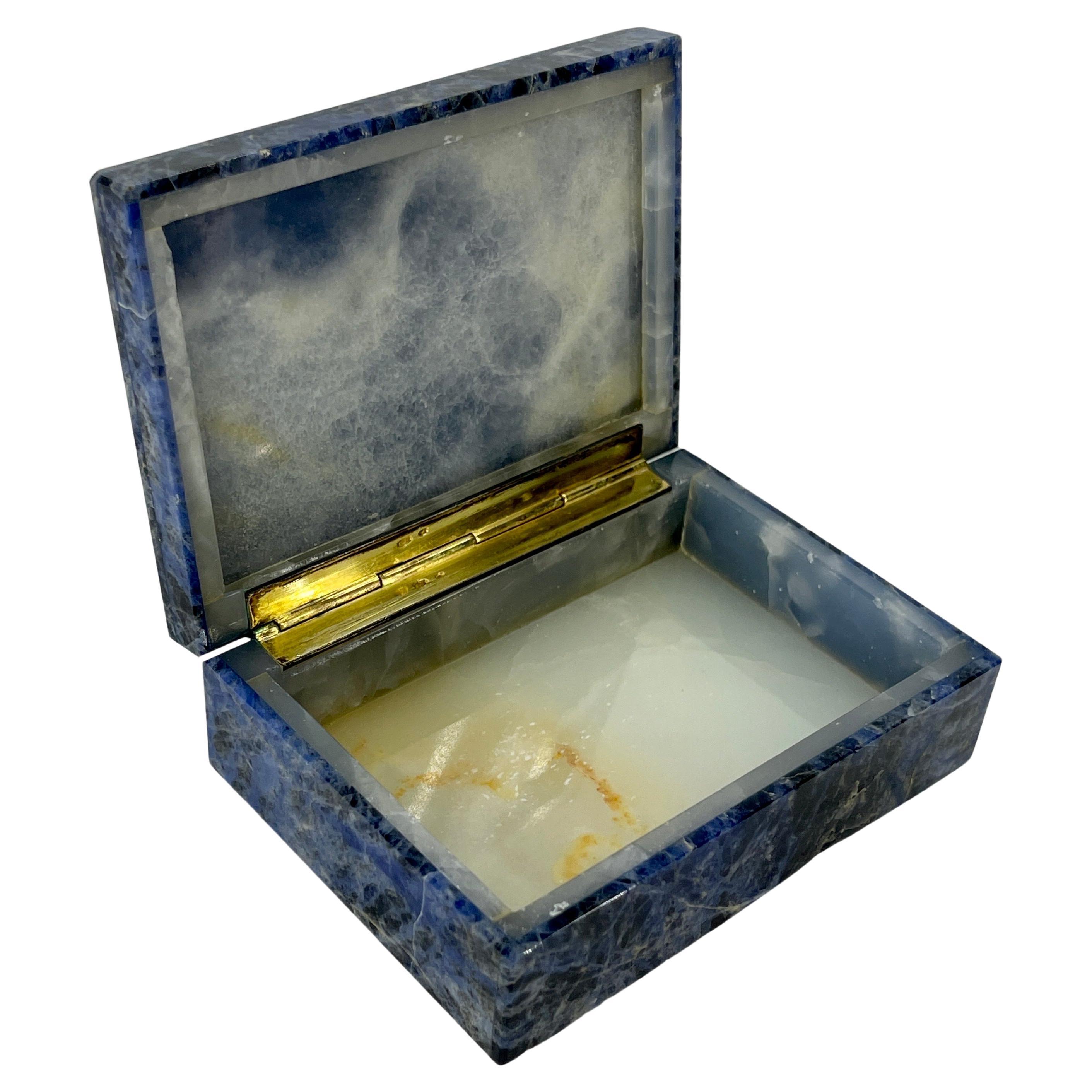 Early Italian Blue Sodalite and Gilt Silver Cigarette Box 2