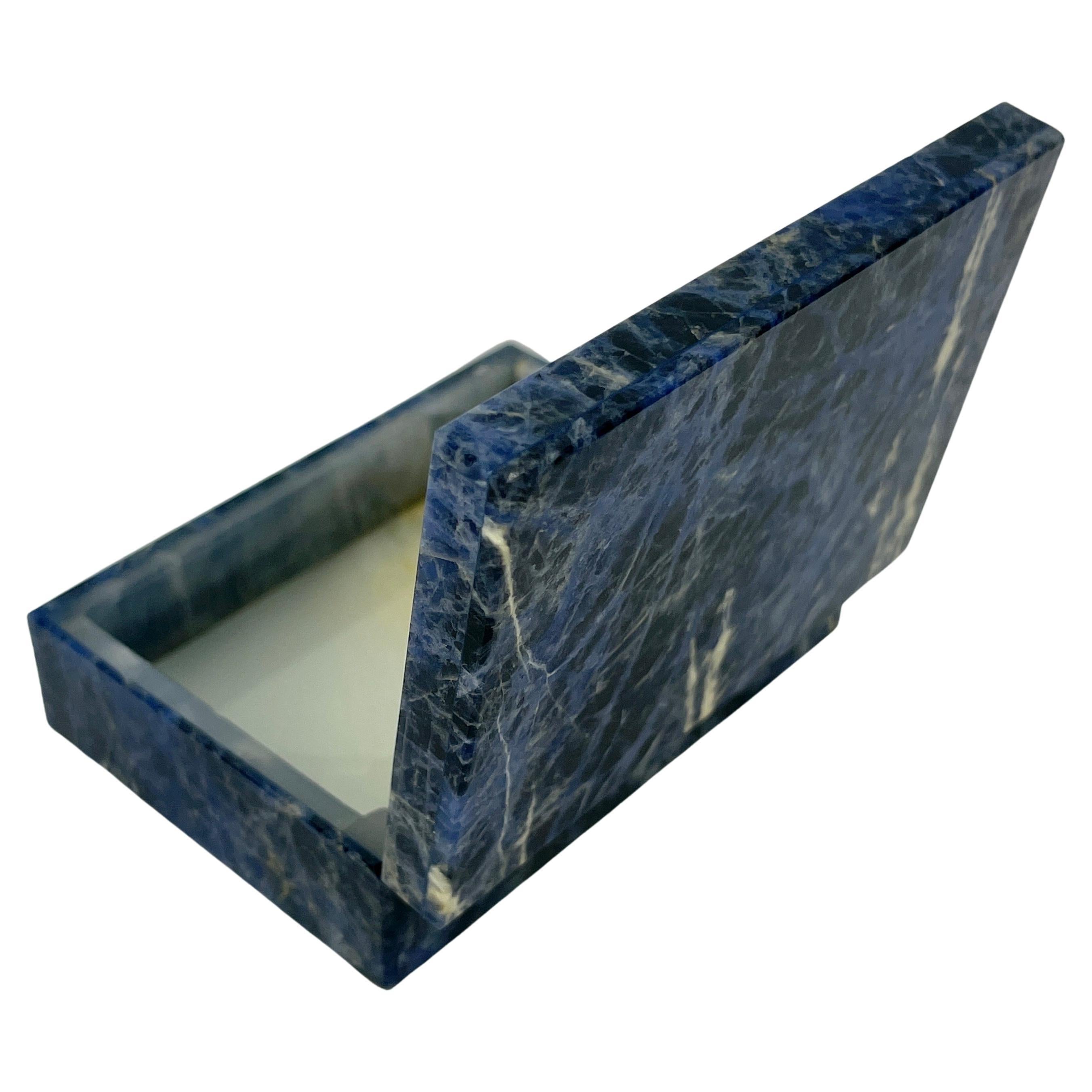 Early Italian Blue Sodalite and Gilt Silver Cigarette Box 3