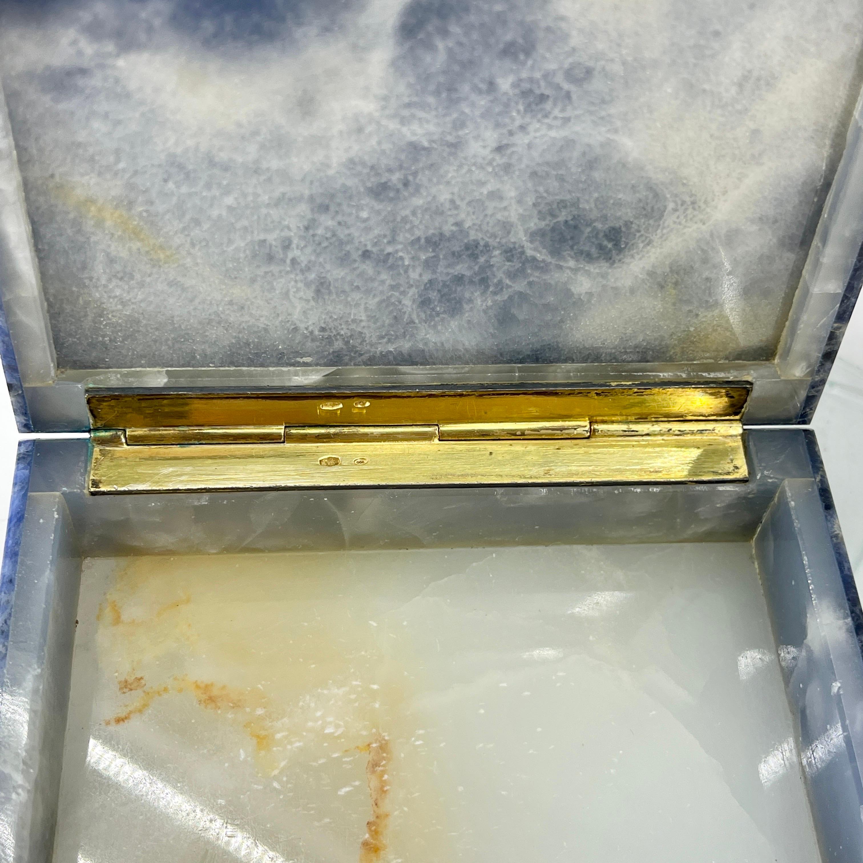 Early Italian Blue Sodalite and Gilt Silver Cigarette Box 4