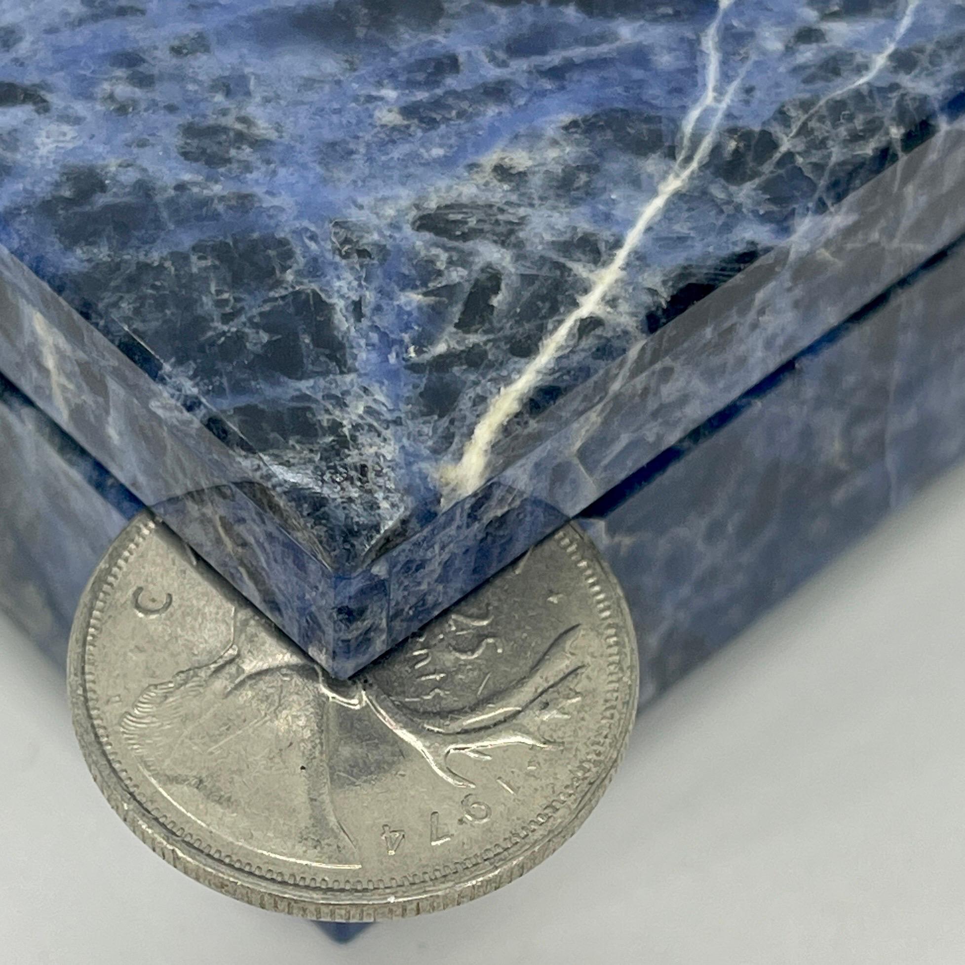 Early Italian Blue Sodalite and Gilt Silver Cigarette Box 6