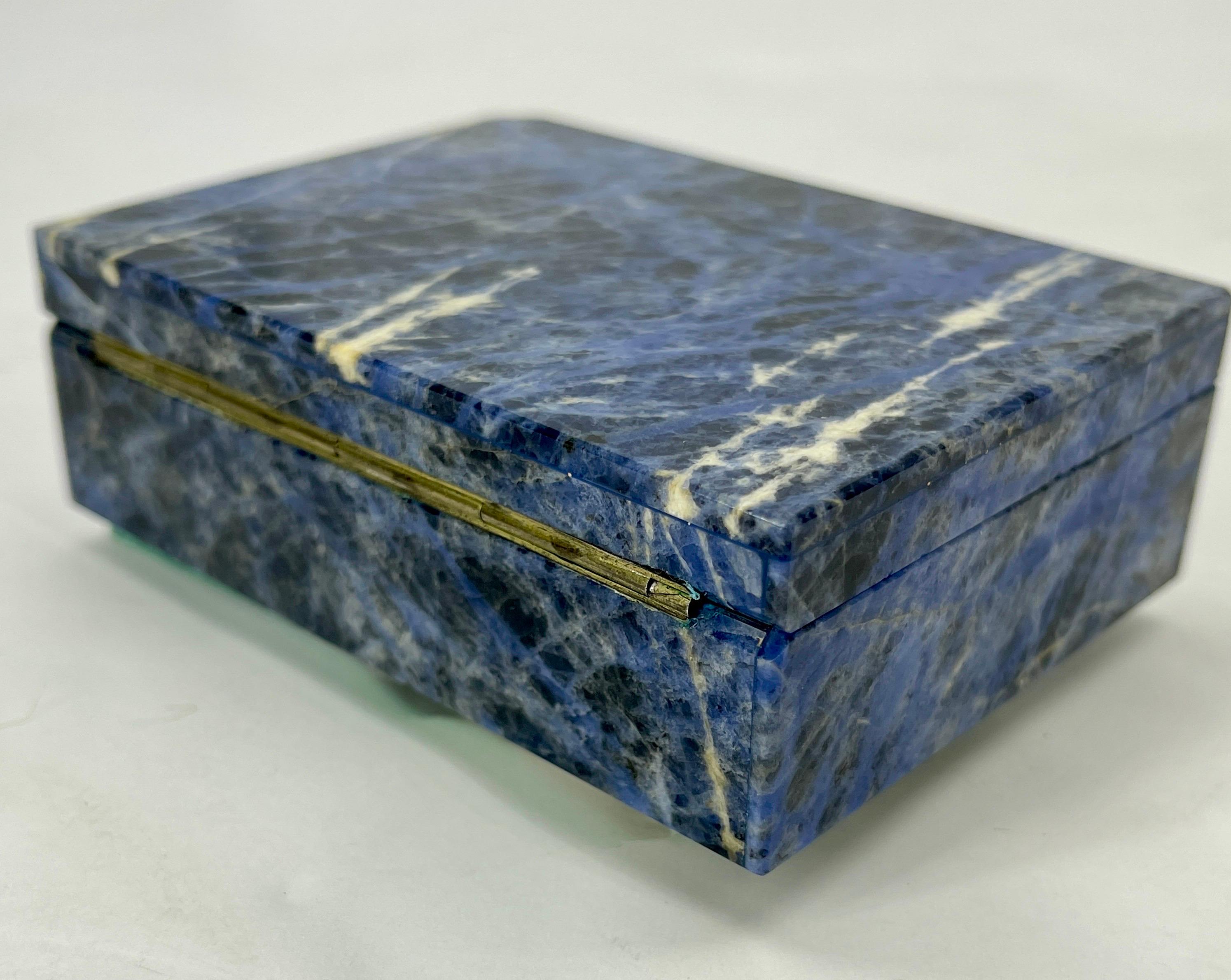 Early Italian Blue Sodalite and Gilt Silver Cigarette Box 9