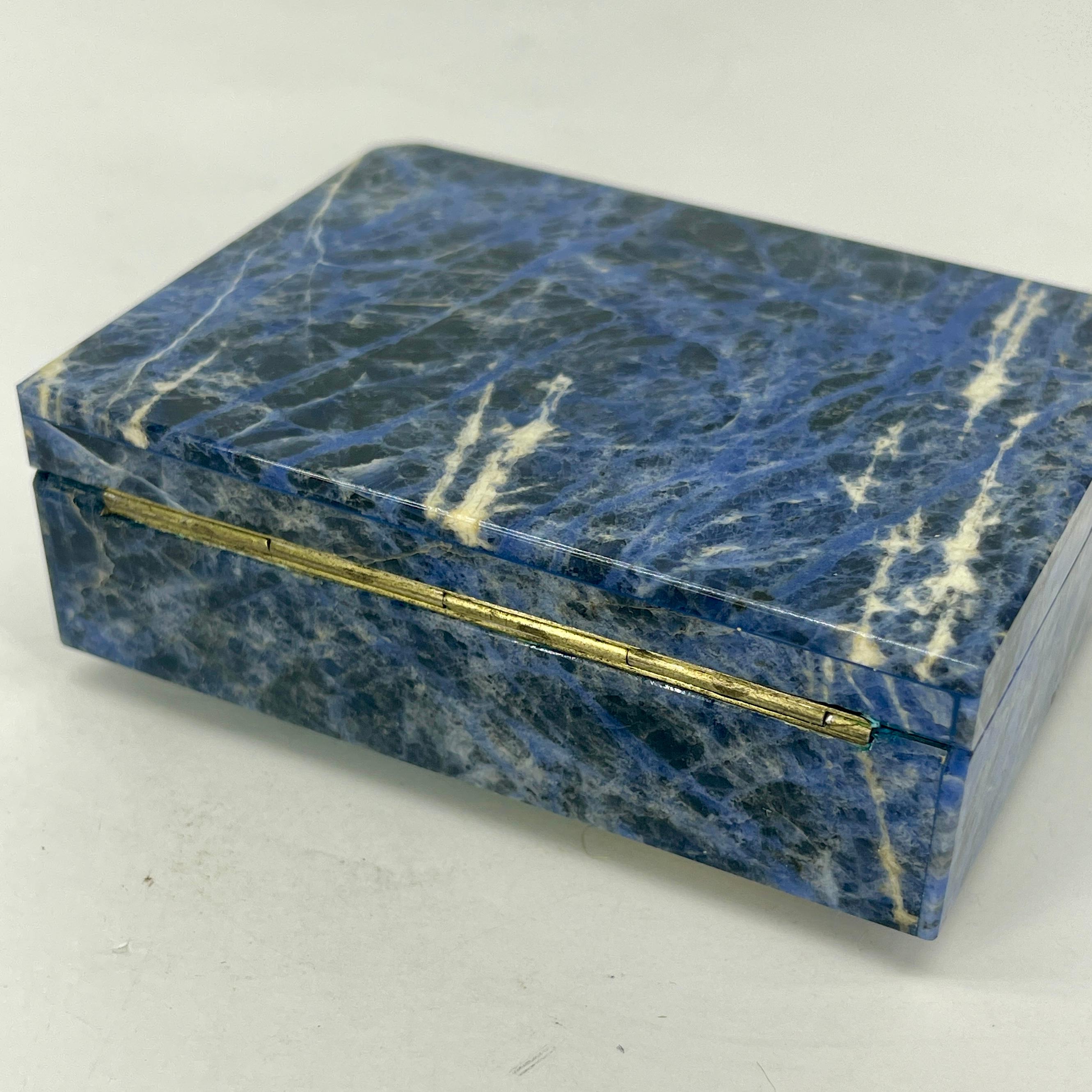 Early Italian Blue Sodalite and Gilt Silver Cigarette Box 10