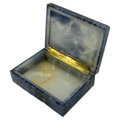 Early Italian Blue Sodalite and Gilt Silver Cigarette Box
