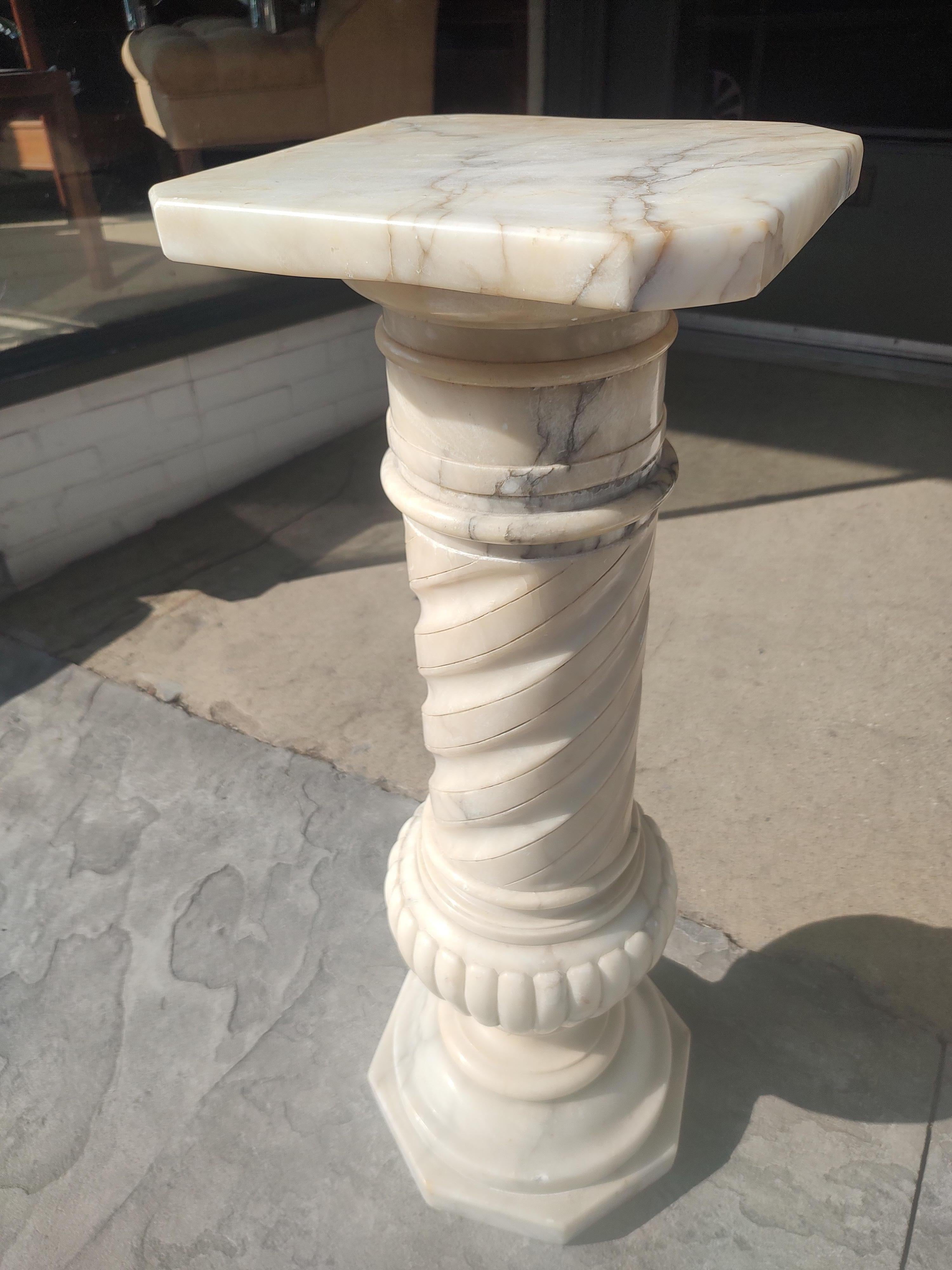 Early Italian Carved Carrara Marble Pedestal C1920 For Sale 2