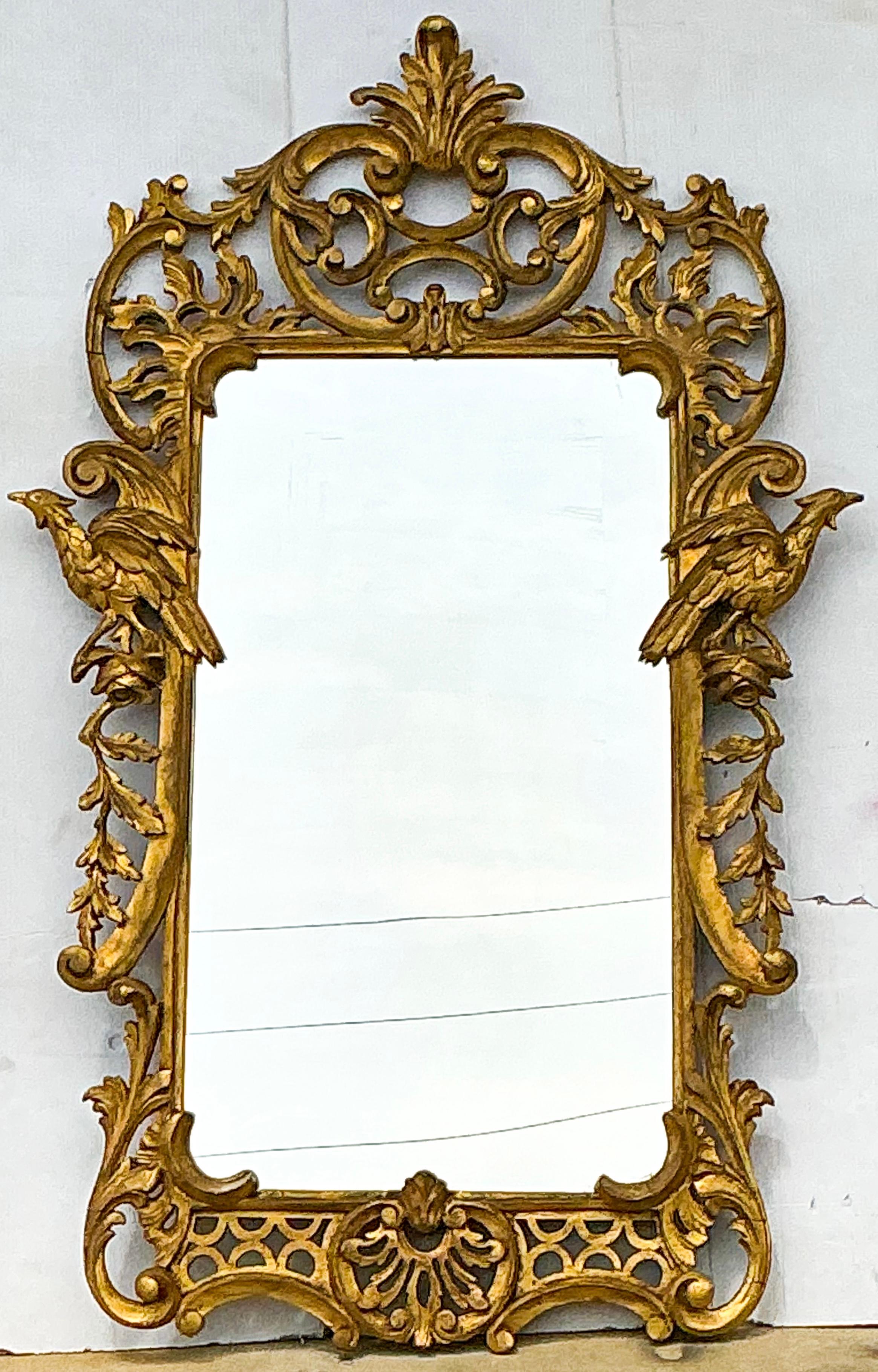 Early Italian Carved Giltwood Chinese Chippendale Style Mirror W/ Ho Ho Birds For Sale 6