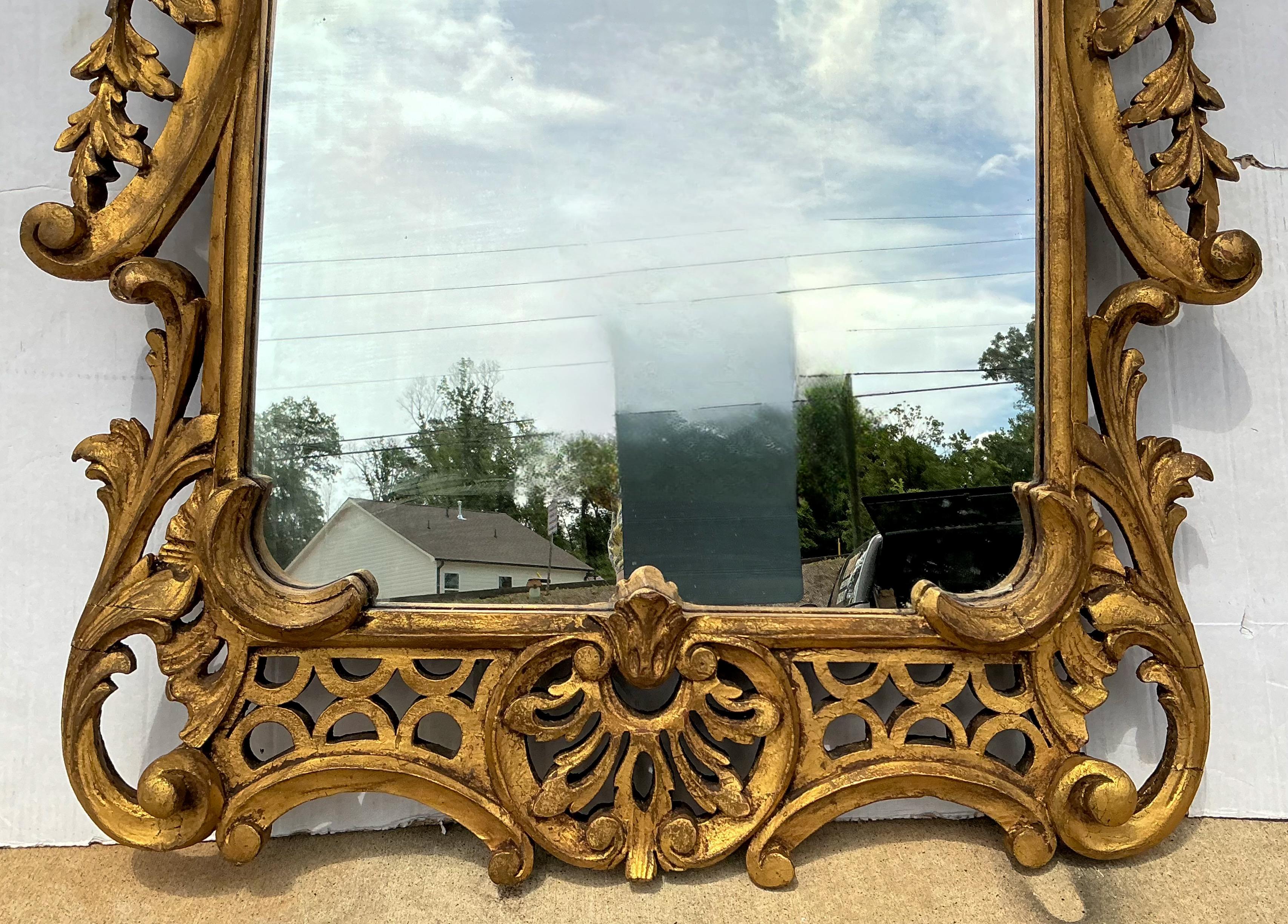 Early Italian Carved Giltwood Chinese Chippendale Style Mirror W/ Ho Ho Birds For Sale 3