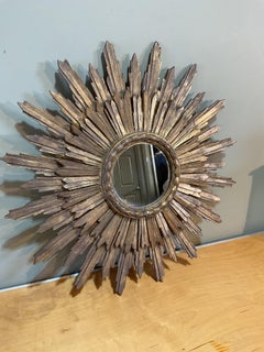 Early Italian Carved Giltwood Sunburst Mirror