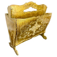 Early Italian Florentine Wooden Gilt Magazine Rack, circa 1950's