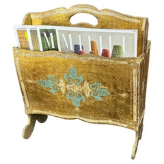 Early Italian Florentine Wooden Gilt Magazine Rack, circa 1950's