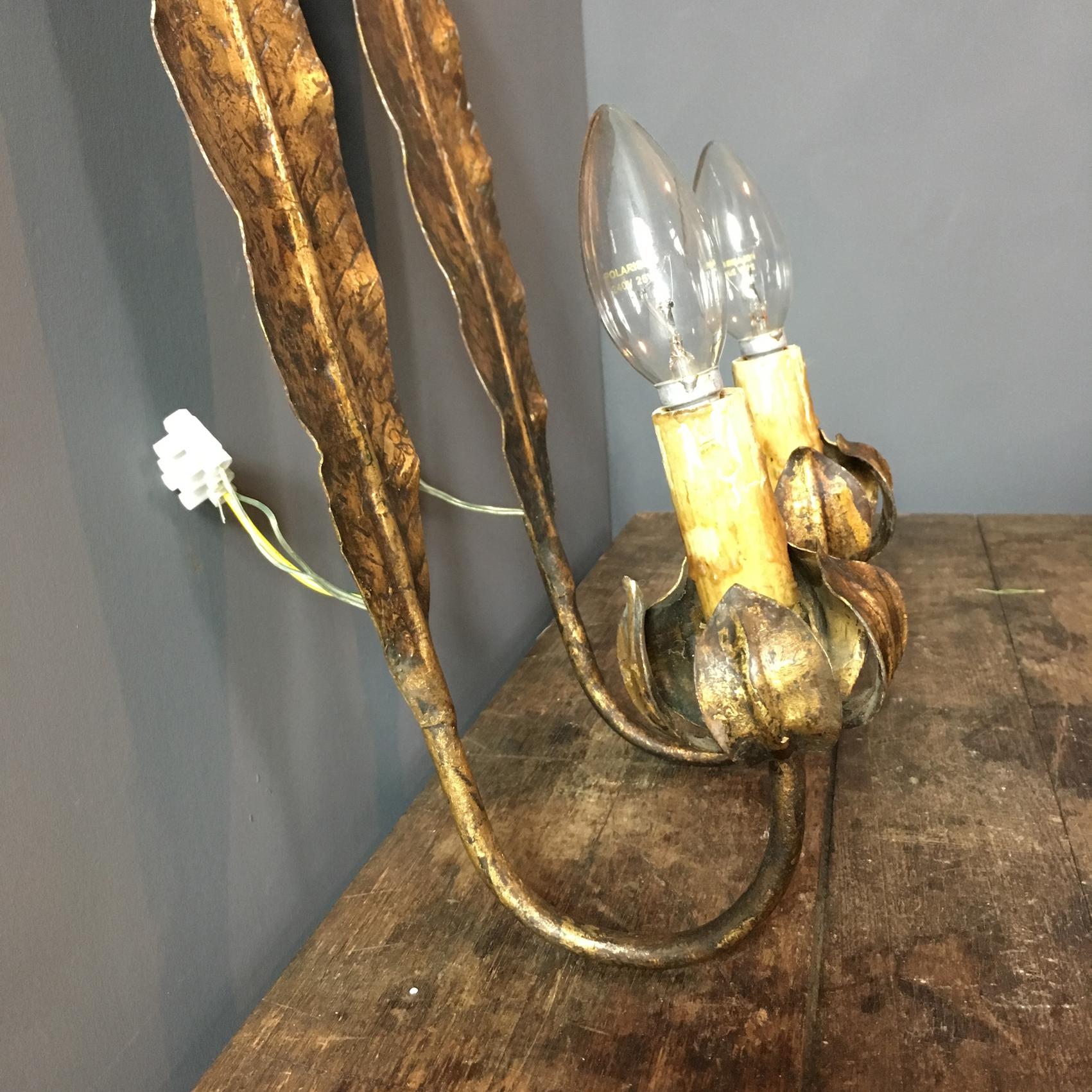 Hand-Crafted Early Italian Gilt Leaf Wall Lights