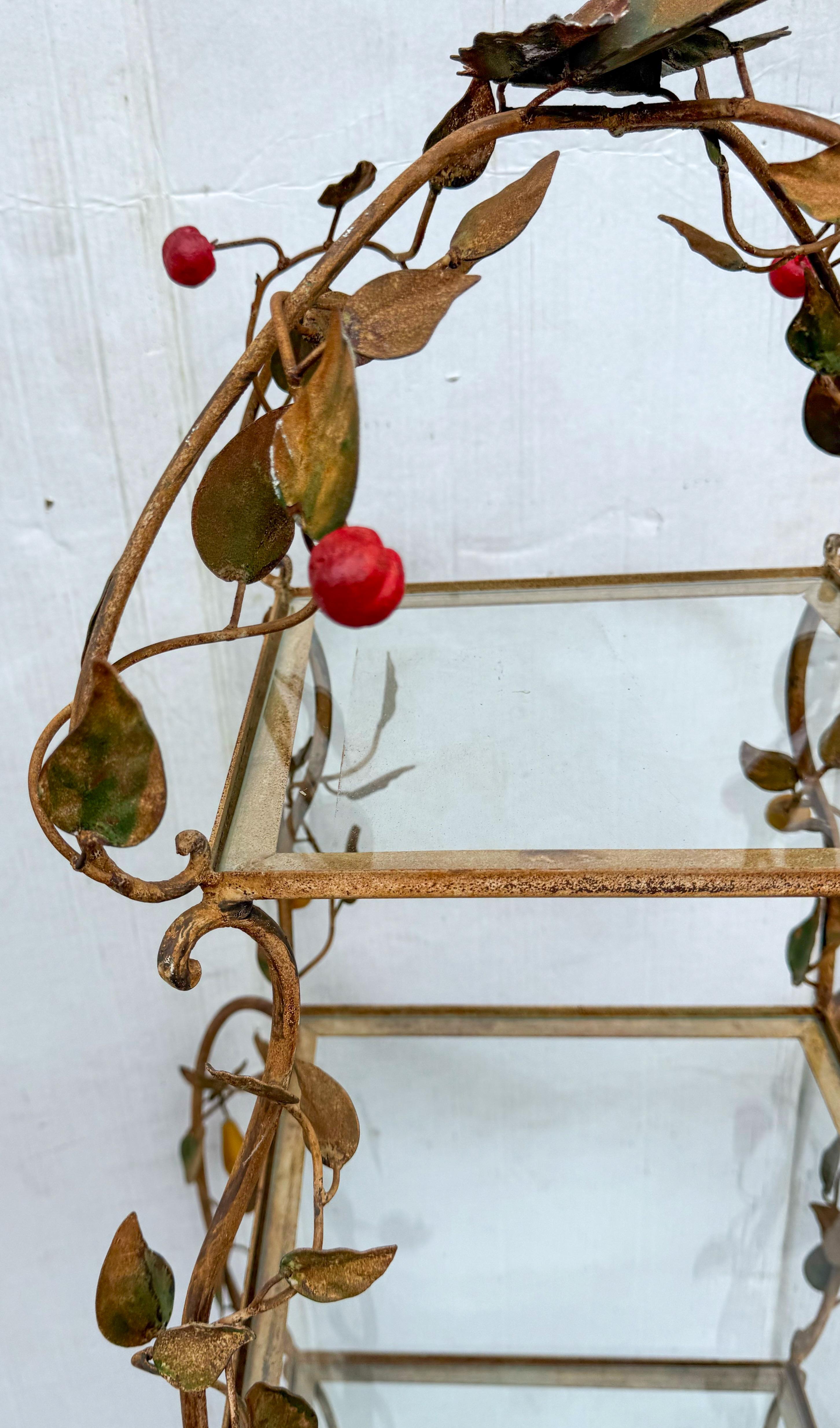 Early Italian Metal Tole Garden Etagere Or Shelf W/ Lemons, Pears, and Cherries For Sale 2