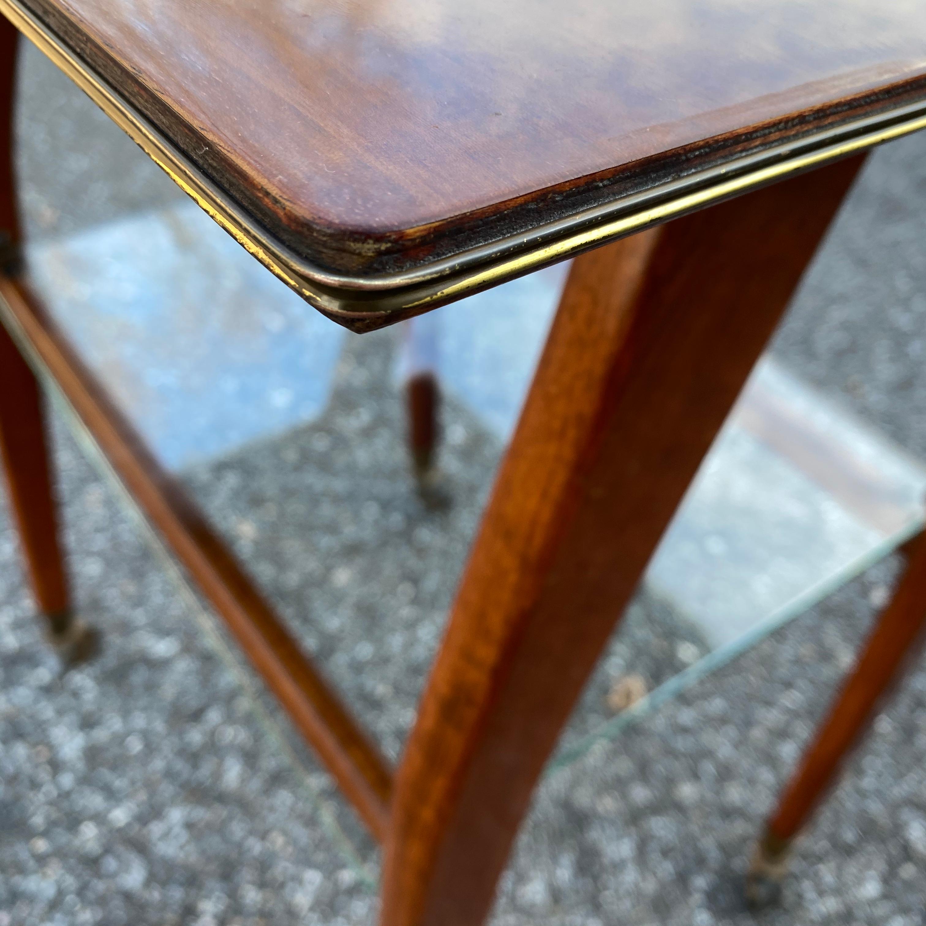 Early Italian Mid-Century Modern Two-Tier Bar Trolley With Glass Shelf For Sale 9