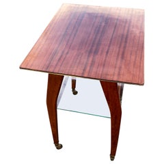 Early Italian Mid-Century Modern Two-Tier Bar Trolley With Glass Shelf