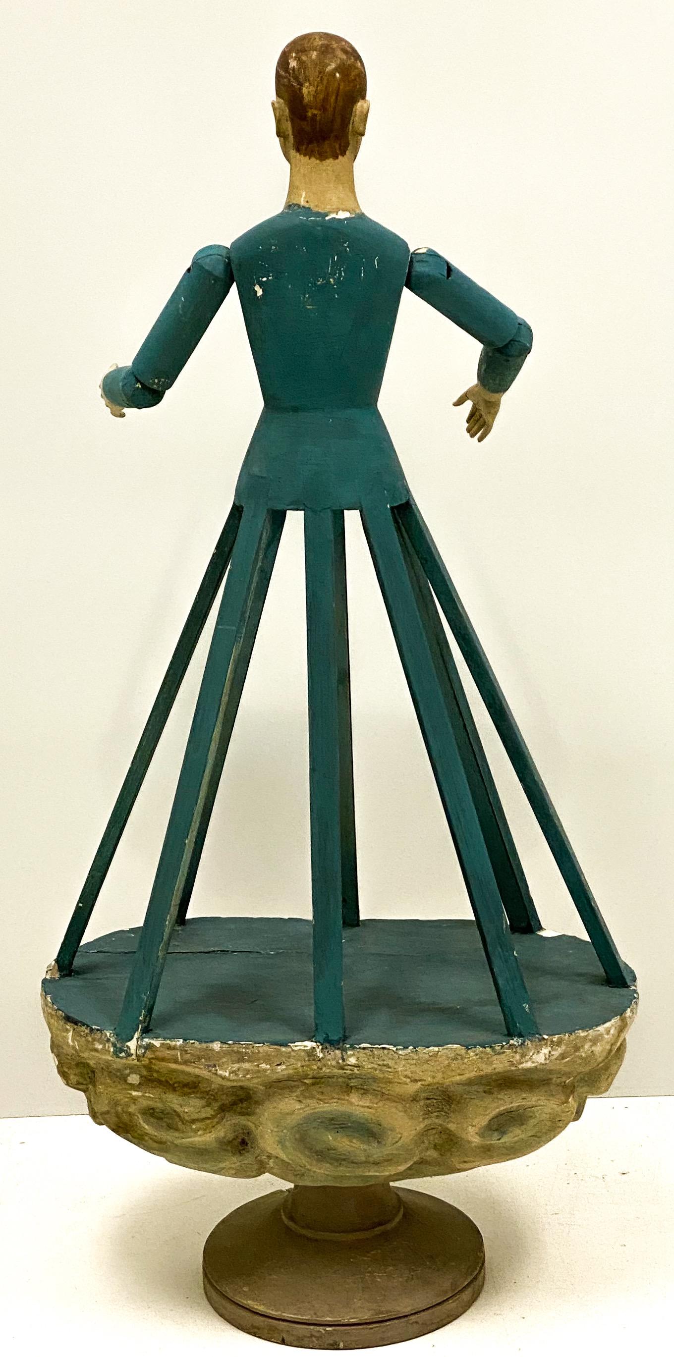 italien Mannequin ou poupée en cage polychrome avec yeux en verre, Italie ancienne en vente