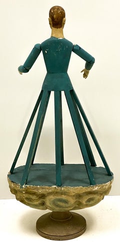 Mid-Century Italian Polychromed Primitive Cage Mannequin or Doll with Glass Eyes