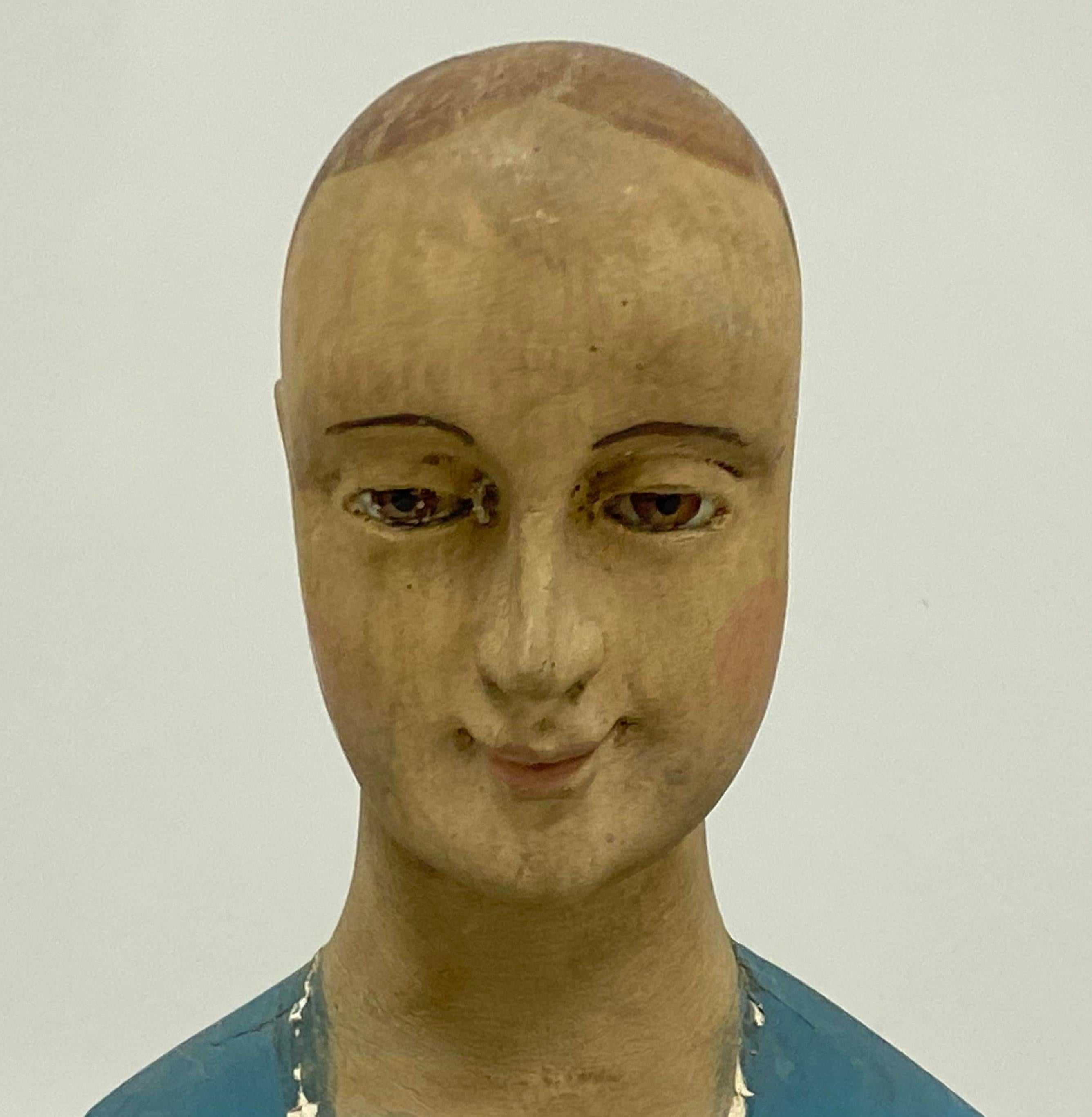 Mannequin ou poupée en cage polychrome avec yeux en verre, Italie ancienne en vente 2