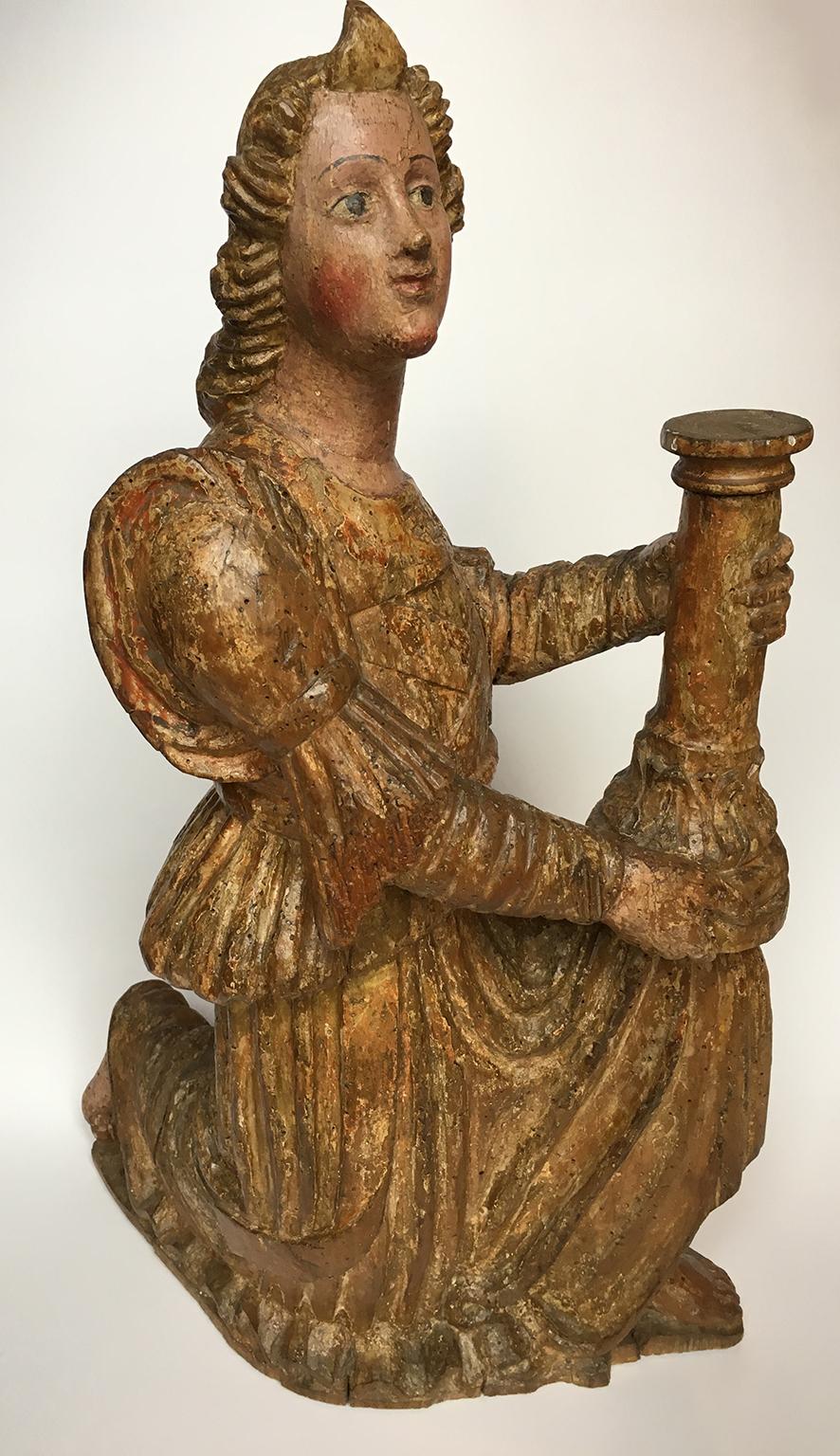 Early Italian Renaissance Wooden Angel Sculptures Gilded Tuscany, circa 1470 5