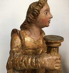 Frühe italienische Renaissance Engelsskulpturen aus Holz Vergoldete Toskana:: um 1470