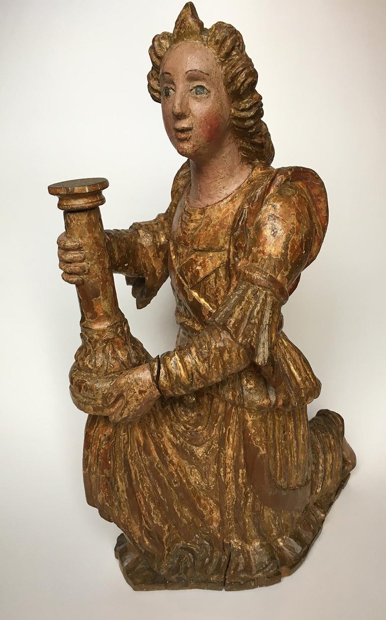 Early Italian Renaissance Wooden Angel Sculptures Gilded ...
