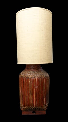 Early 20th Century Japanese Red Lacquer Basket Mounted as a Lamp