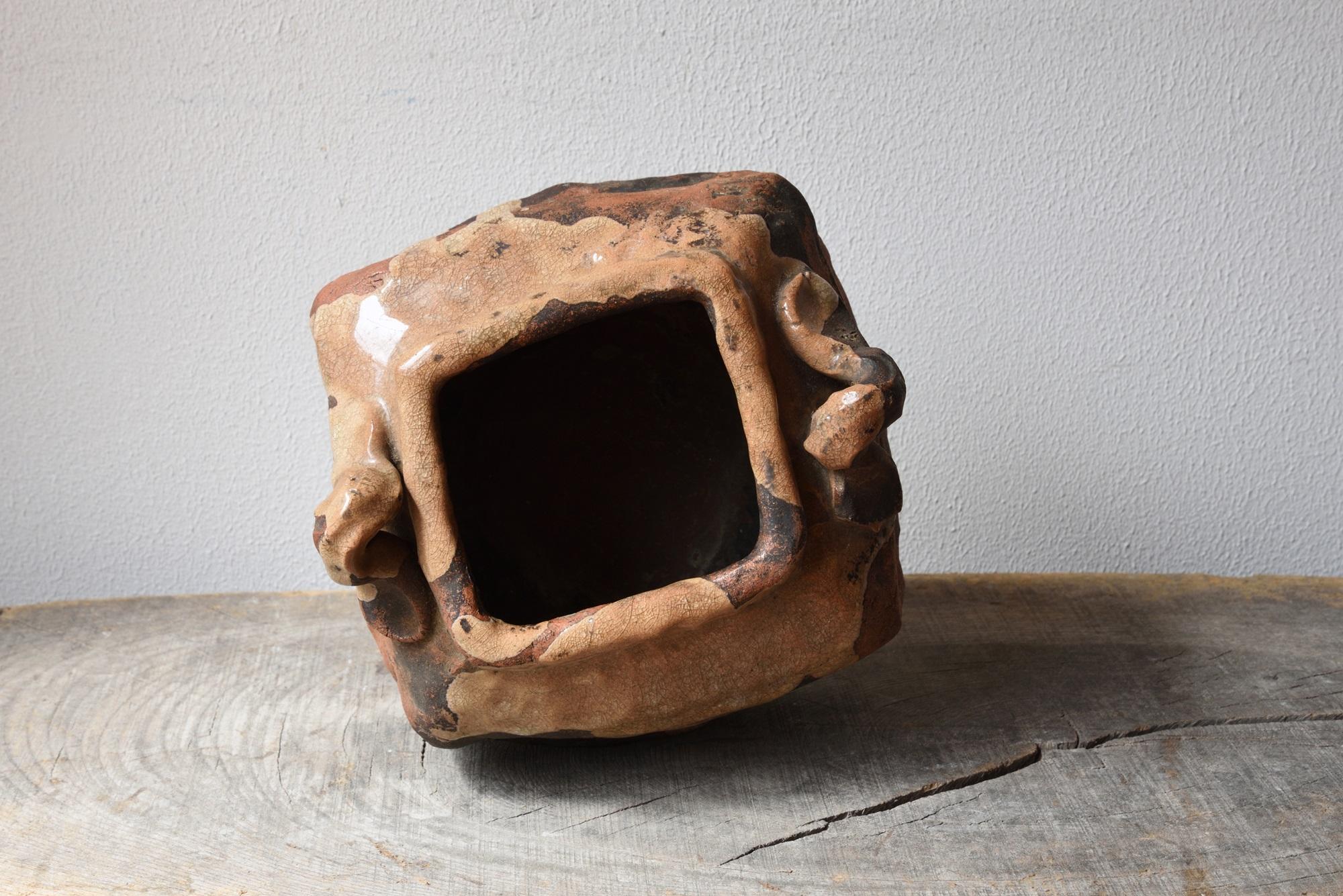 Early Japanese Tea Ceremonial Pottery Pot with Dripping Glaze 19-20th century For Sale 1