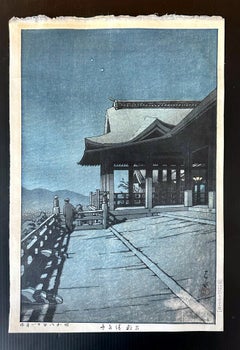 Early Japanese Woodblock Print Kiyomizu-dera Temple in Kyoto by Kawase Hasui