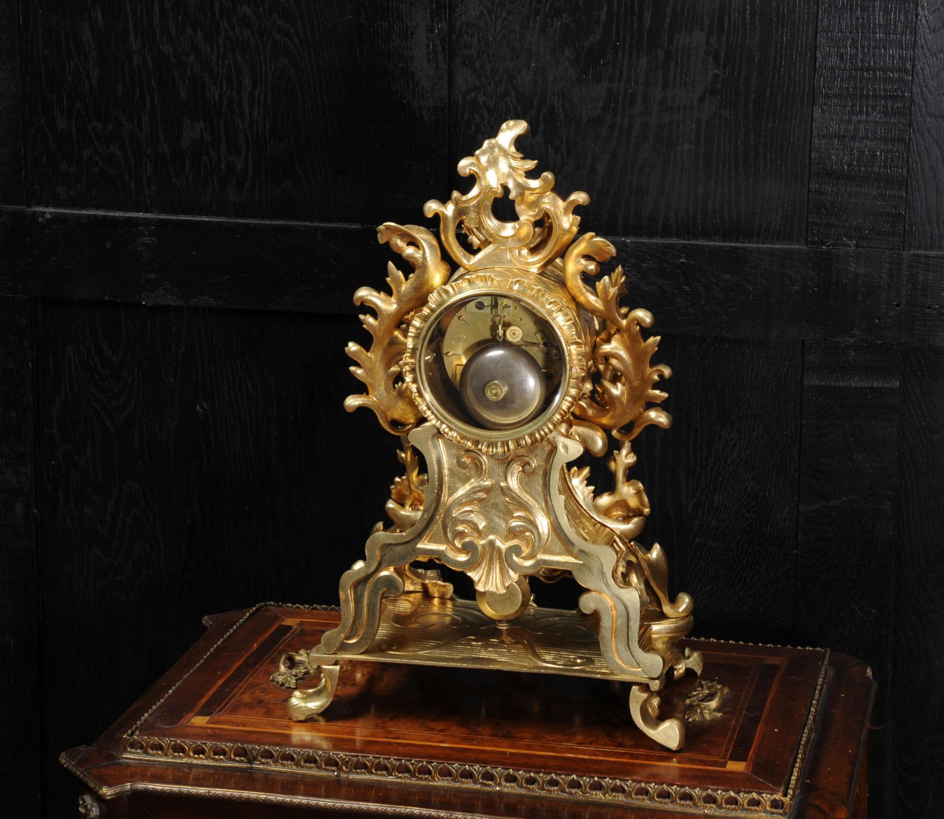Early Japy Freres Antique French Ormolu Rococo Clock 6