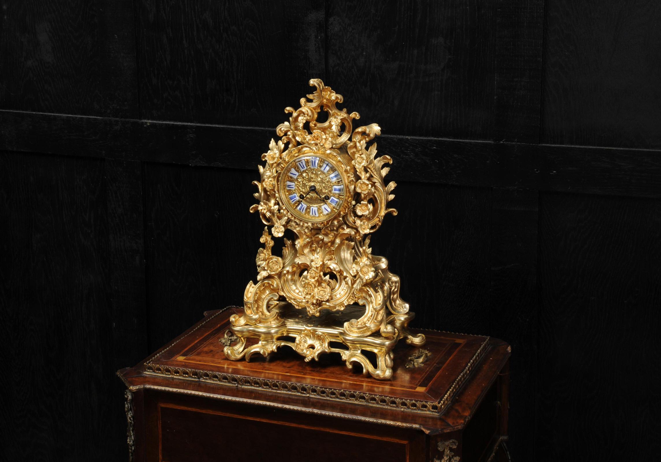 Early Japy Freres Antique French Ormolu Rococo Clock 7