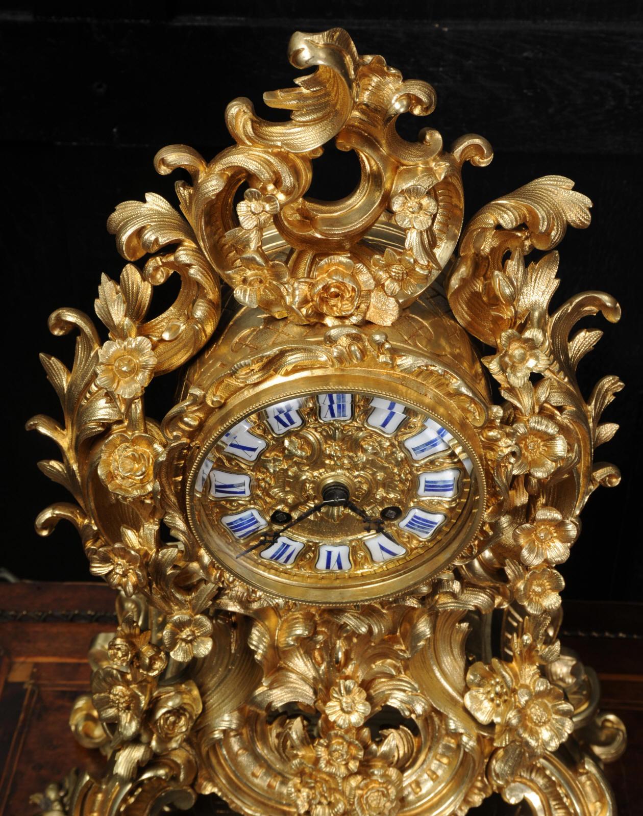 Early Japy Freres Antique French Ormolu Rococo Clock 8