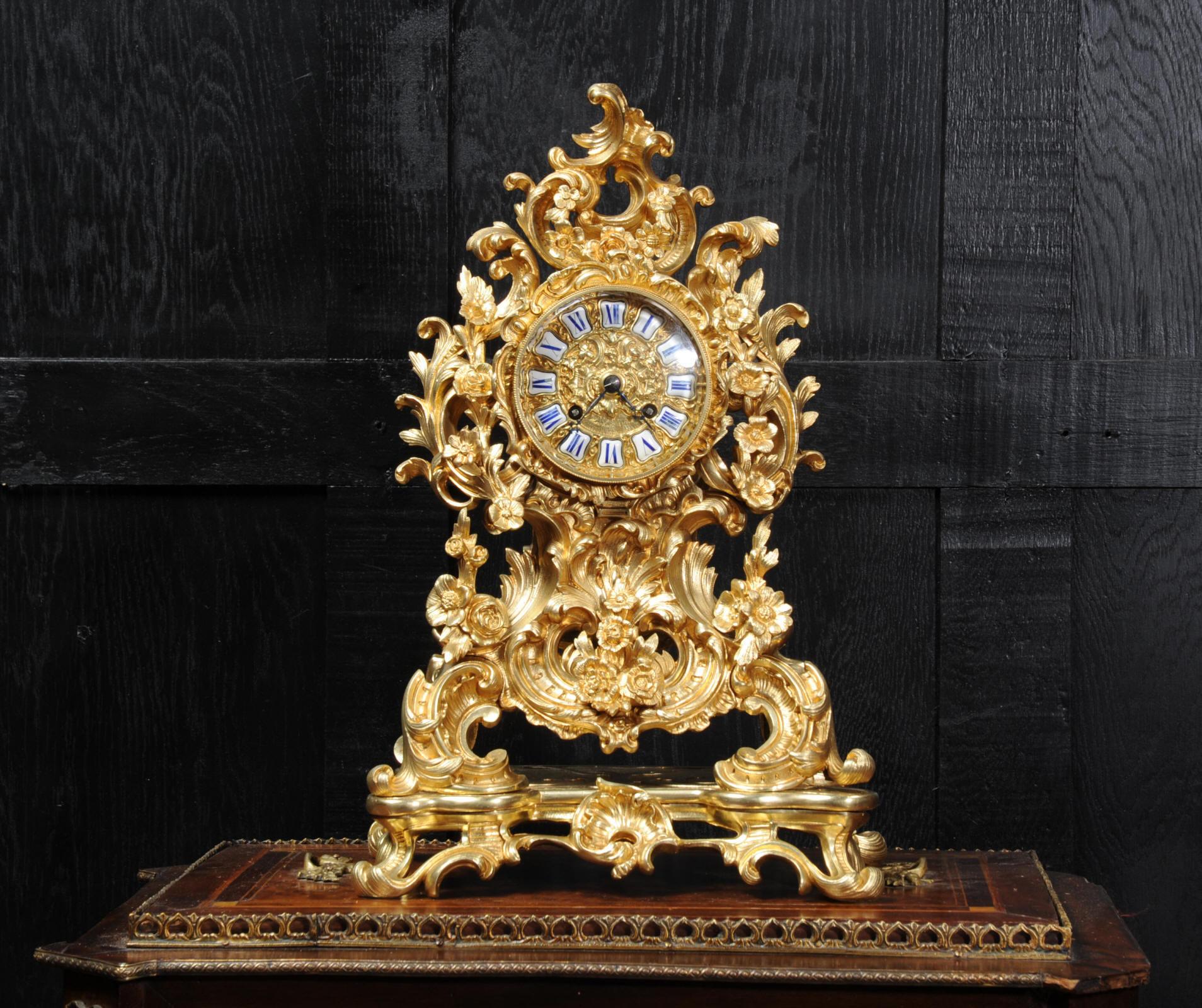 Early Japy Freres Antique French Ormolu Rococo Clock 9