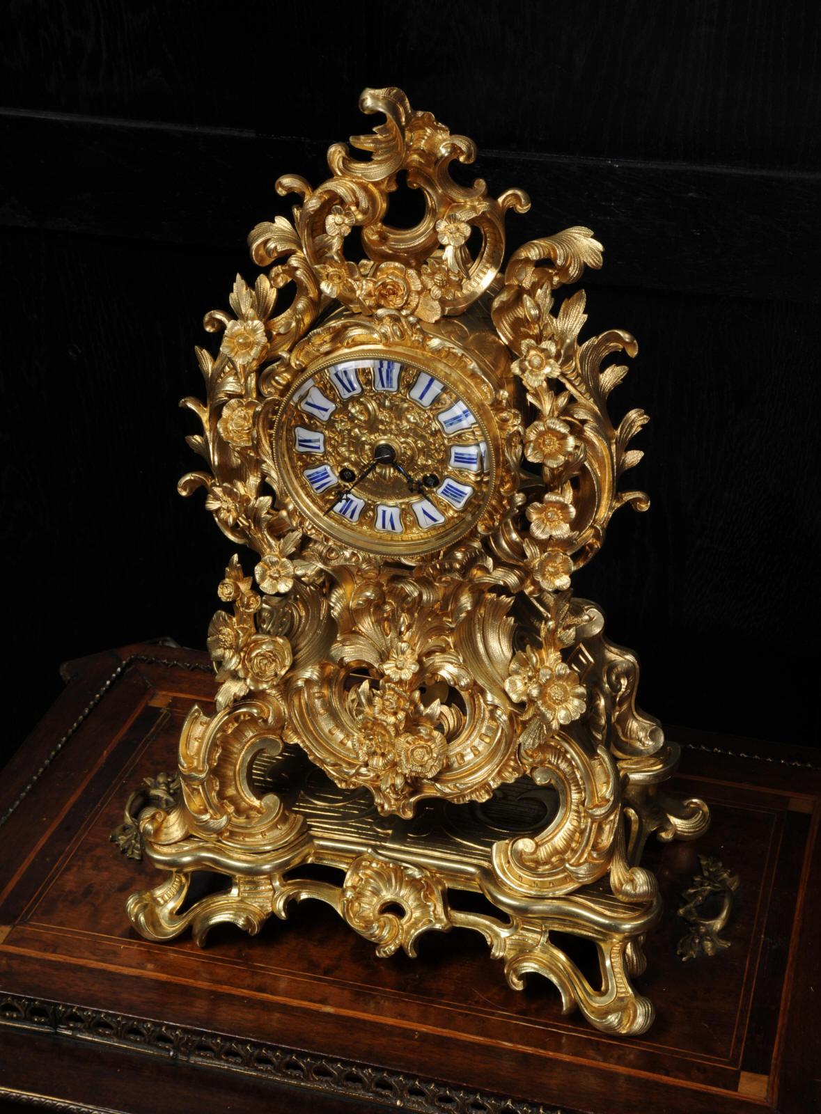 Early Japy Freres Antique French Ormolu Rococo Clock 10
