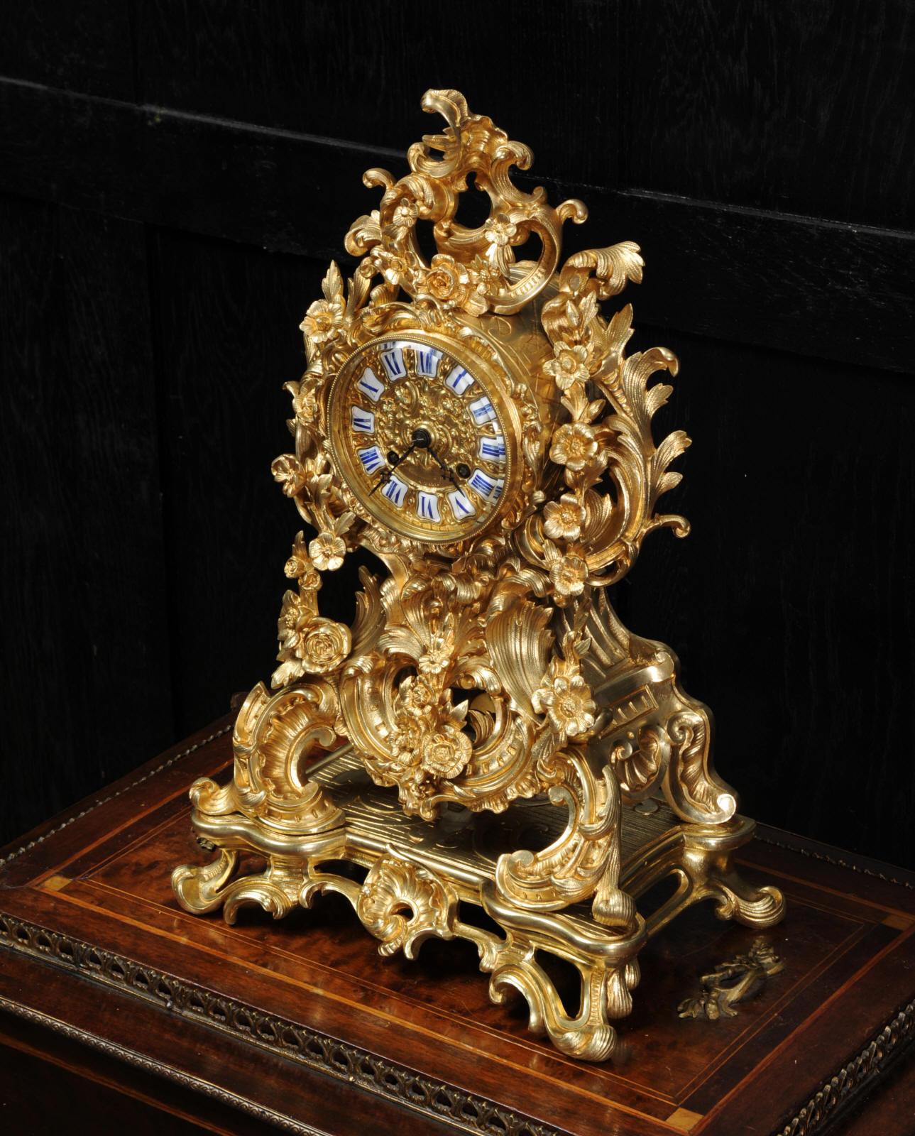 Early Japy Freres Antique French Ormolu Rococo Clock 11