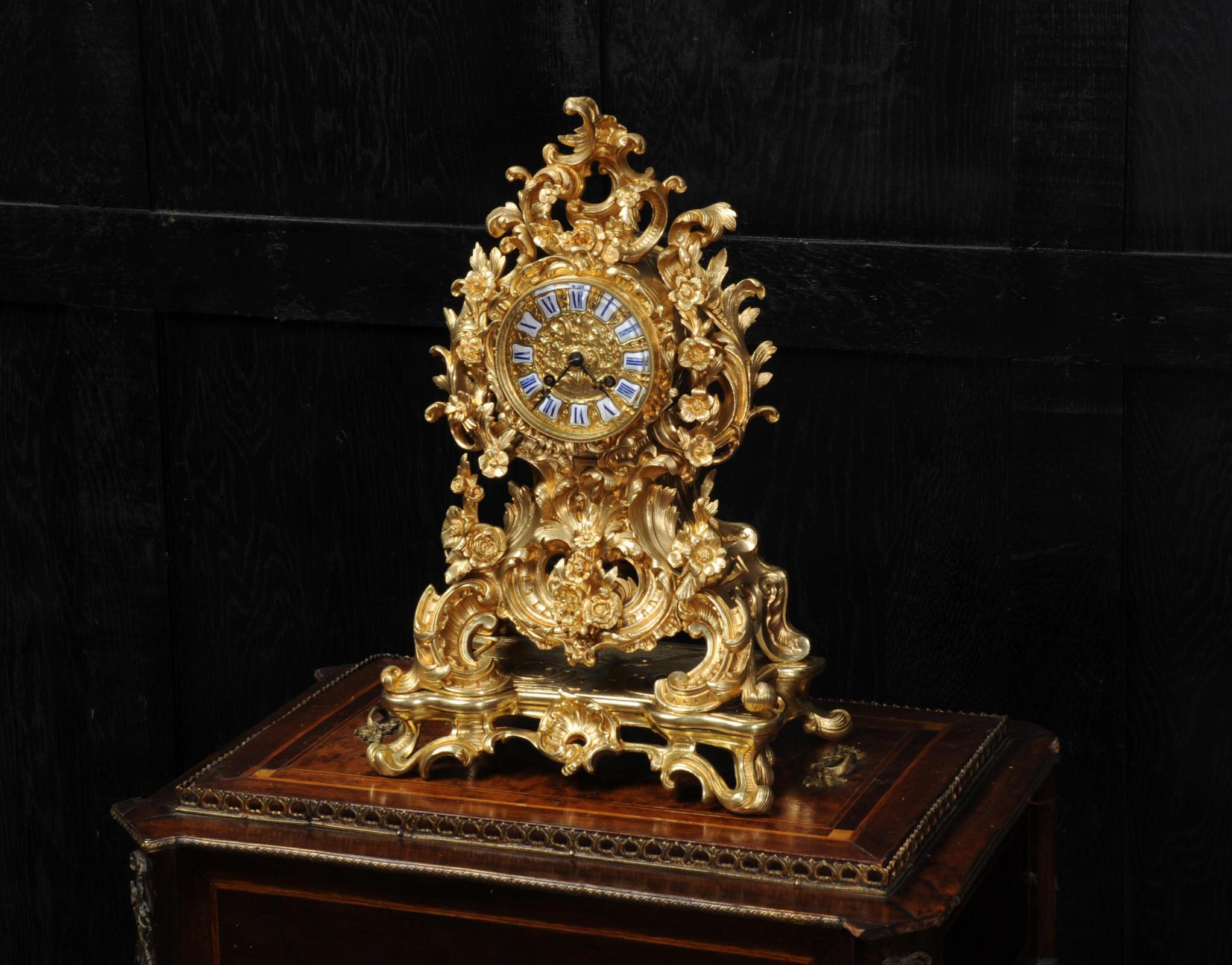 Early Japy Freres Antique French Ormolu Rococo Clock 12