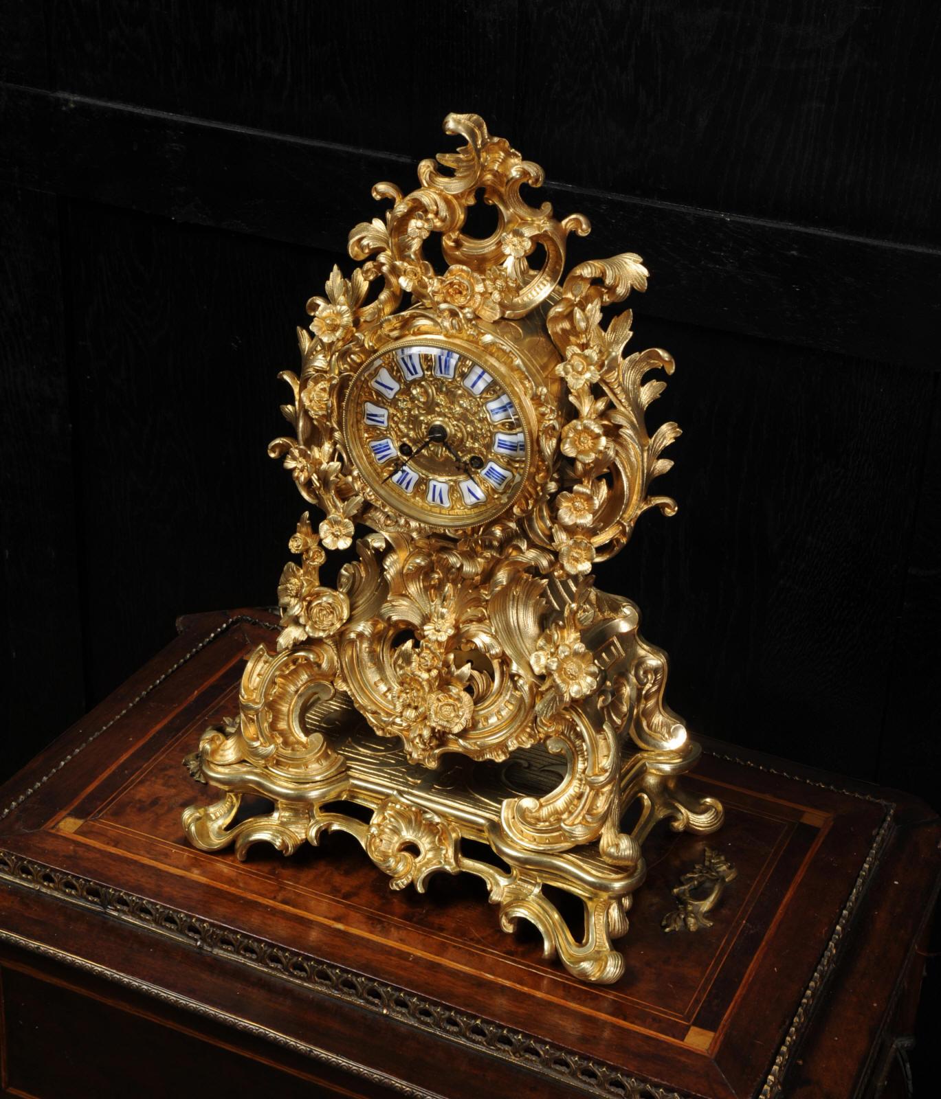 Early Japy Freres Antique French Ormolu Rococo Clock 13