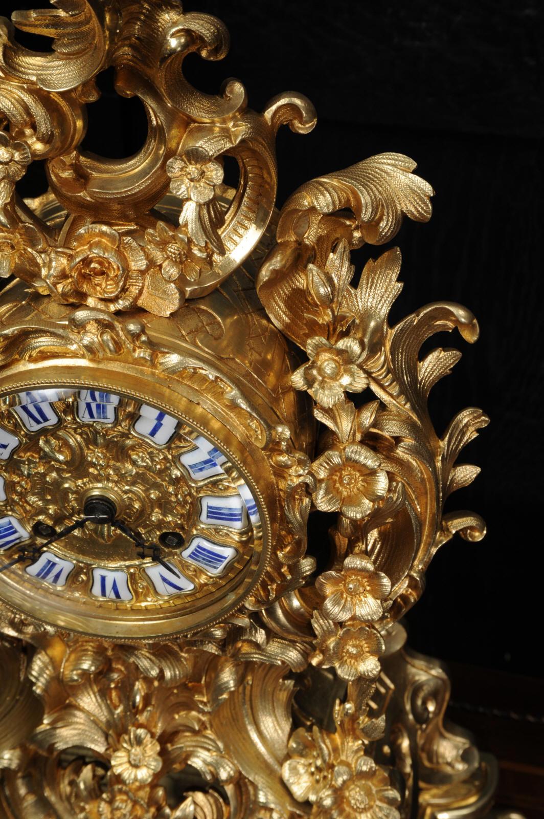 Early Japy Freres Antique French Ormolu Rococo Clock In Good Condition In Belper, Derbyshire