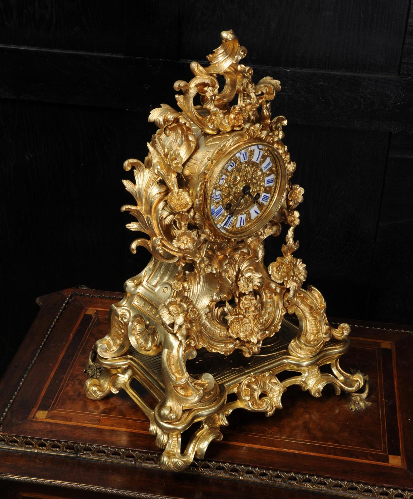 Early Japy Freres Antique French Ormolu Rococo Clock 1
