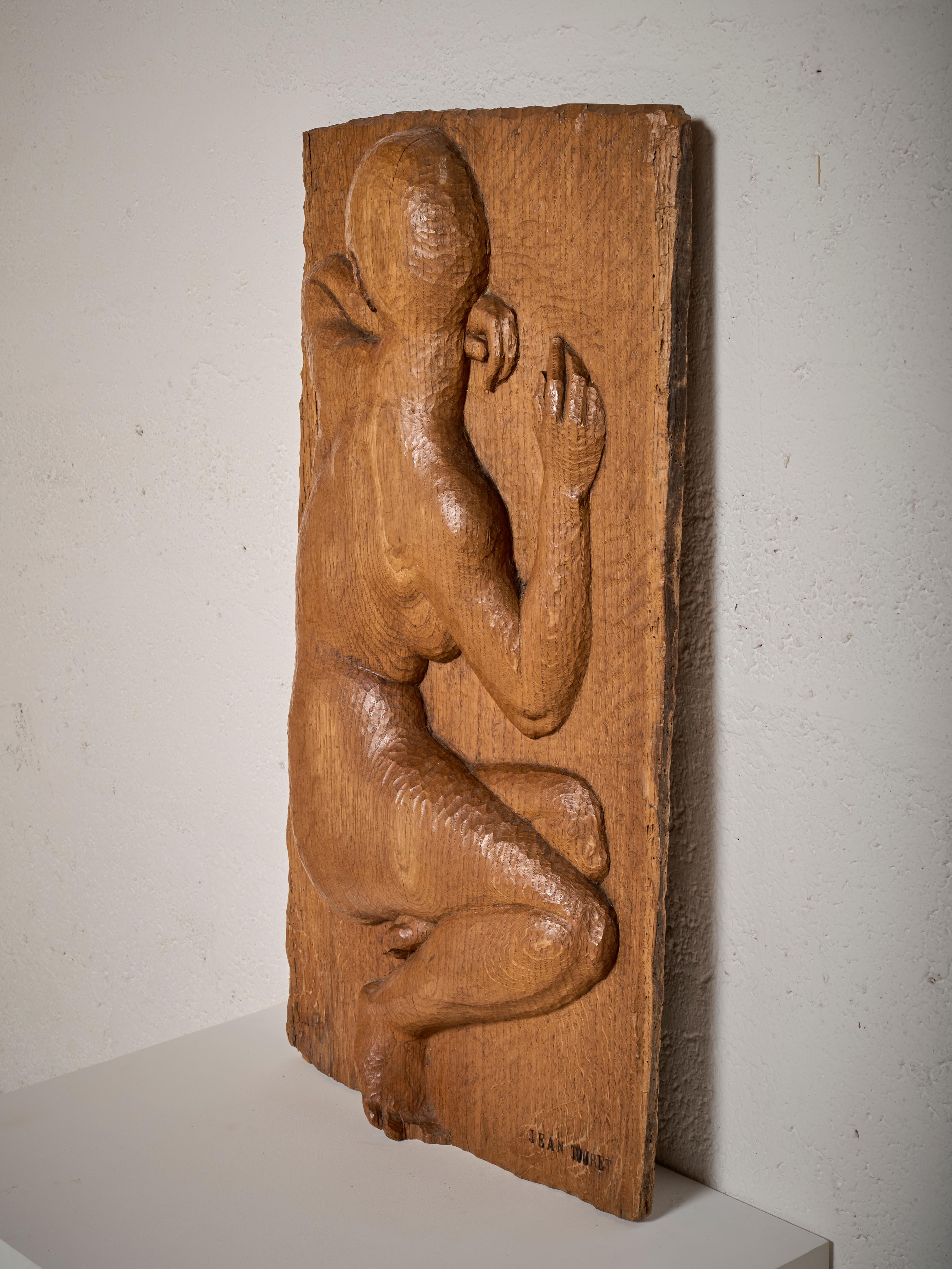 Frühes Wandrelief von Jean Touret, Frankreich, 1950er Jahre (Holz) im Angebot