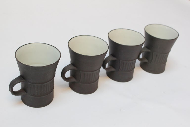 Early Jens Quistgaard for Dansk Flamestone Coffee Pot with Mugs and Demitasses For Sale 7