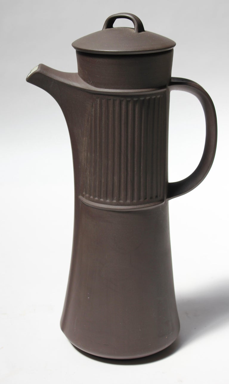 Early Jens Quistgaard for Dansk Flamestone Coffee Pot with Mugs and Demitasses For Sale at 1stDibs
