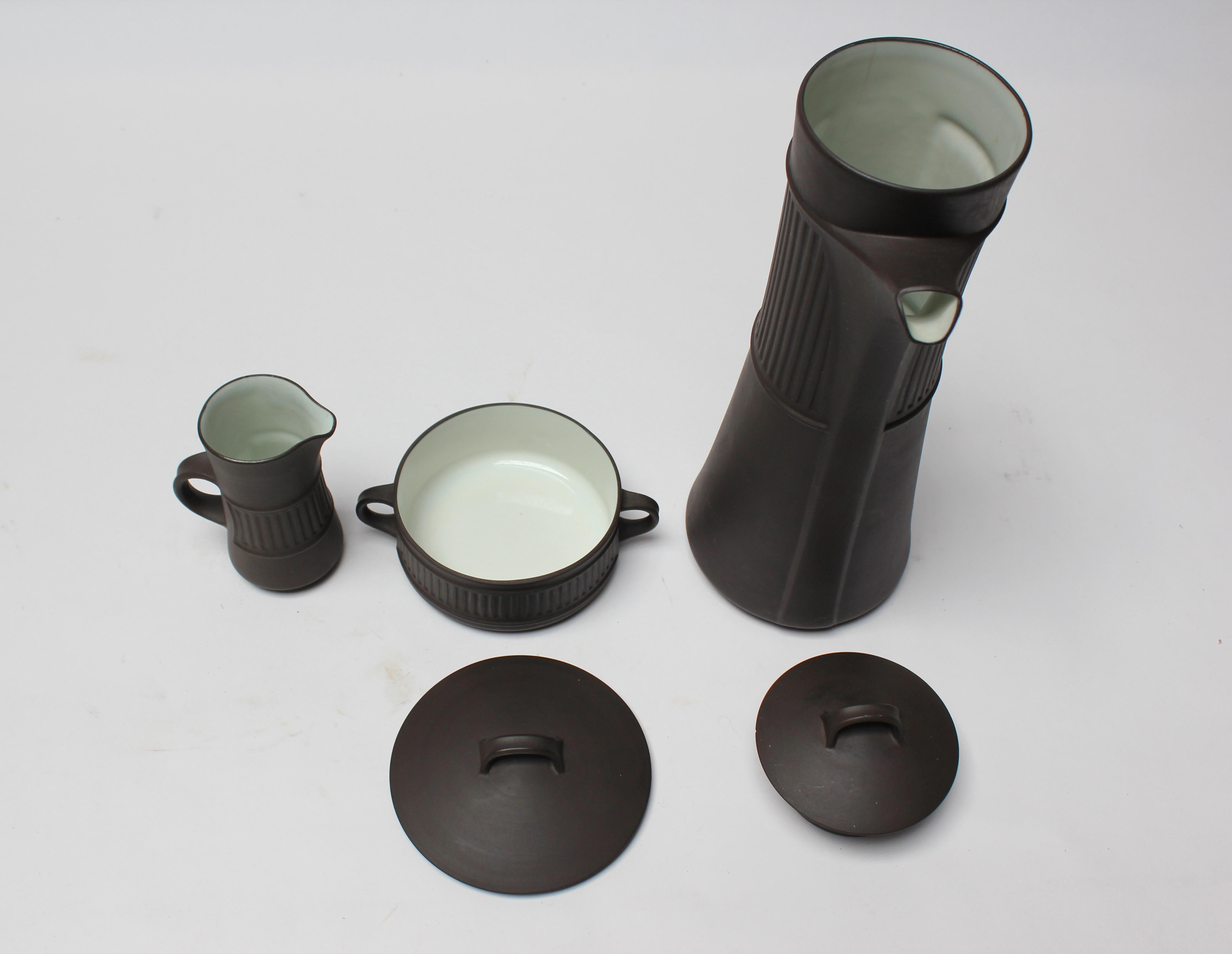 Danish Early Jens Quistgaard for Dansk Flamestone Coffee / Tea Set For Sale