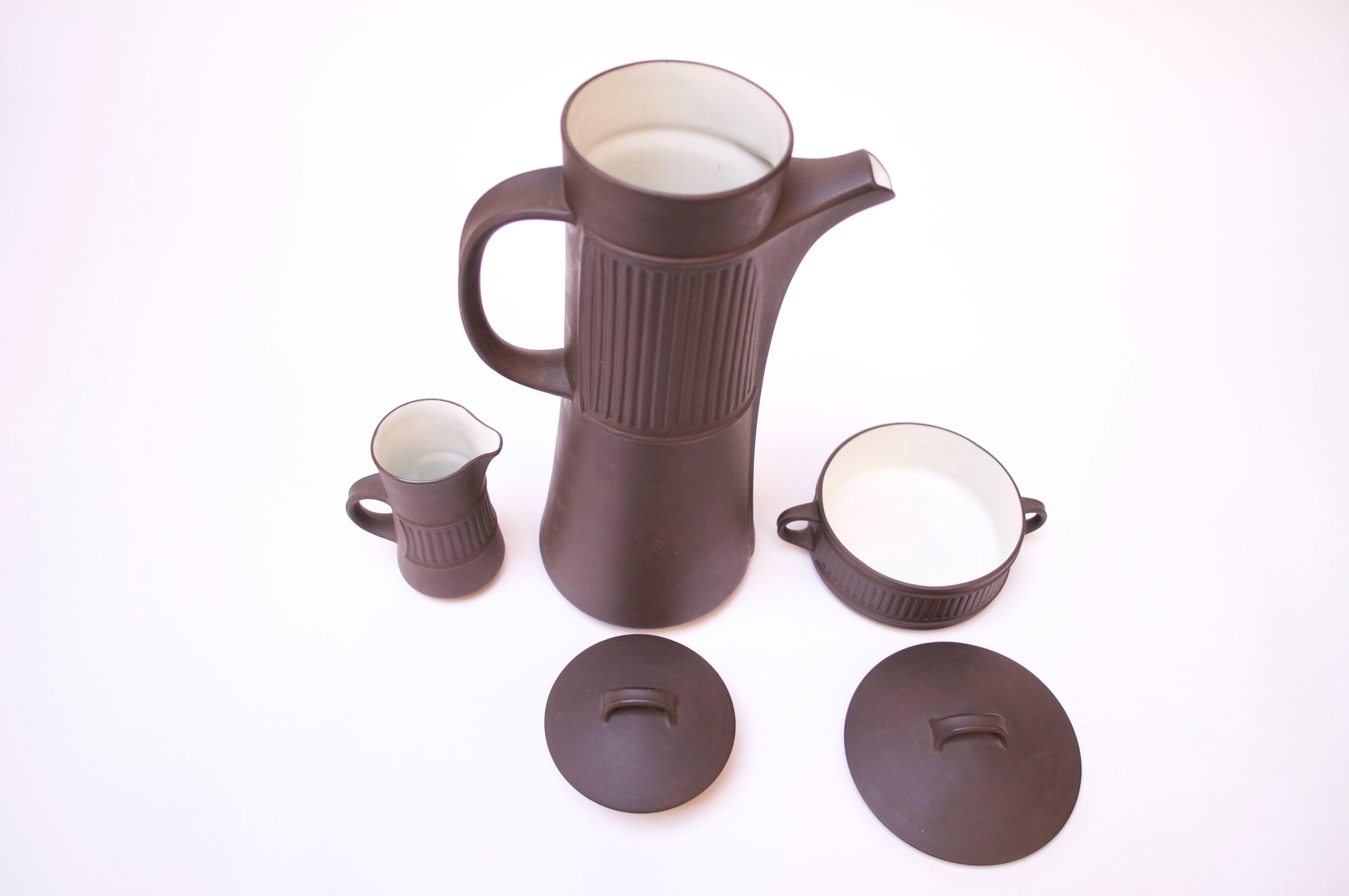 Danish Early Jens Quistgaard for Dansk Flamestone Coffee or Tea Set