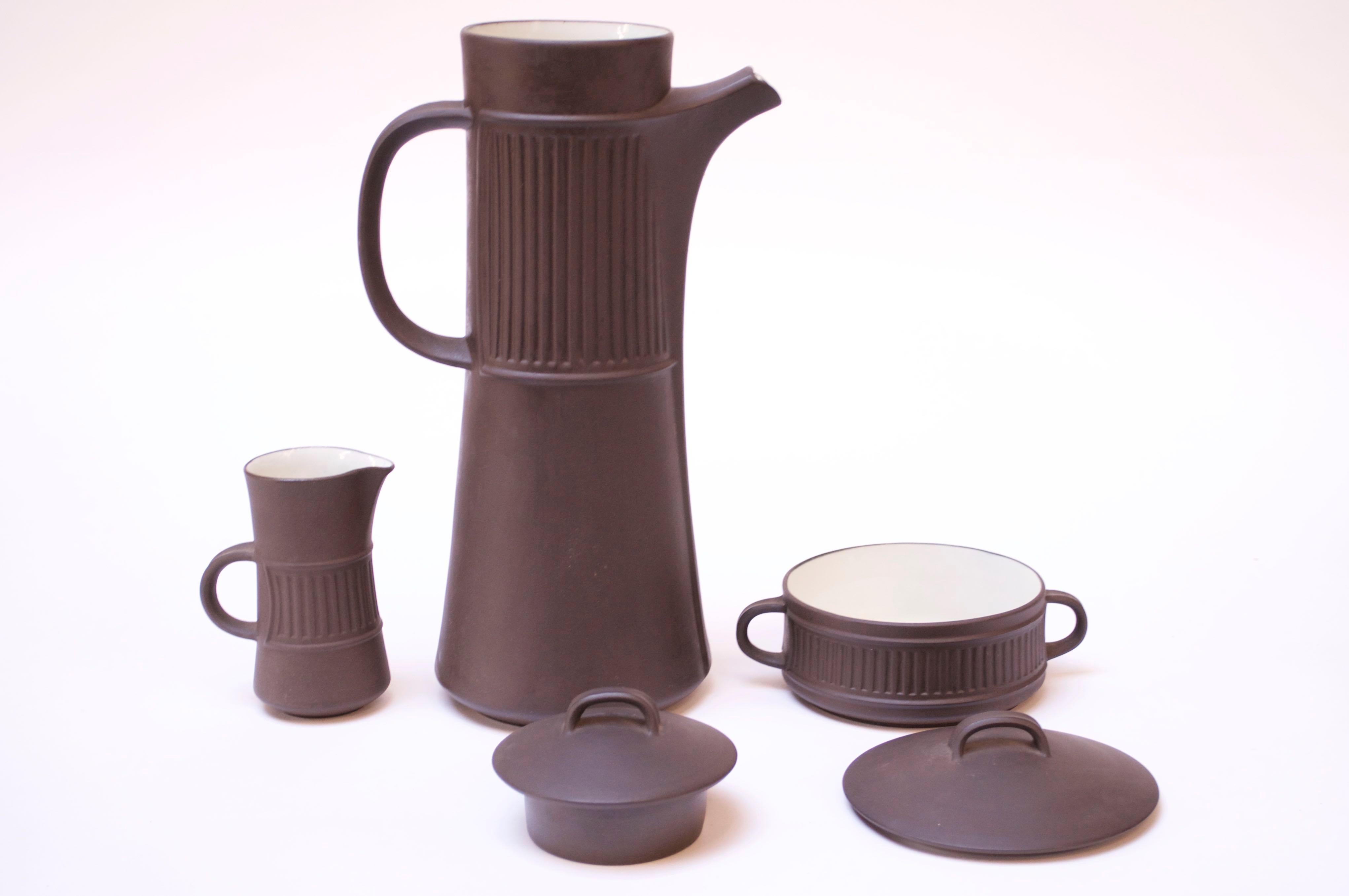 Early Jens Quistgaard for Dansk Flamestone Coffee or Tea Set In Good Condition In Brooklyn, NY