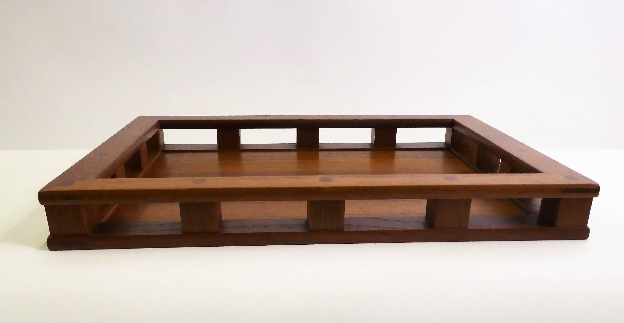 Early Jens Quistgaard Teak Serving Tray with Glass Inserts 1