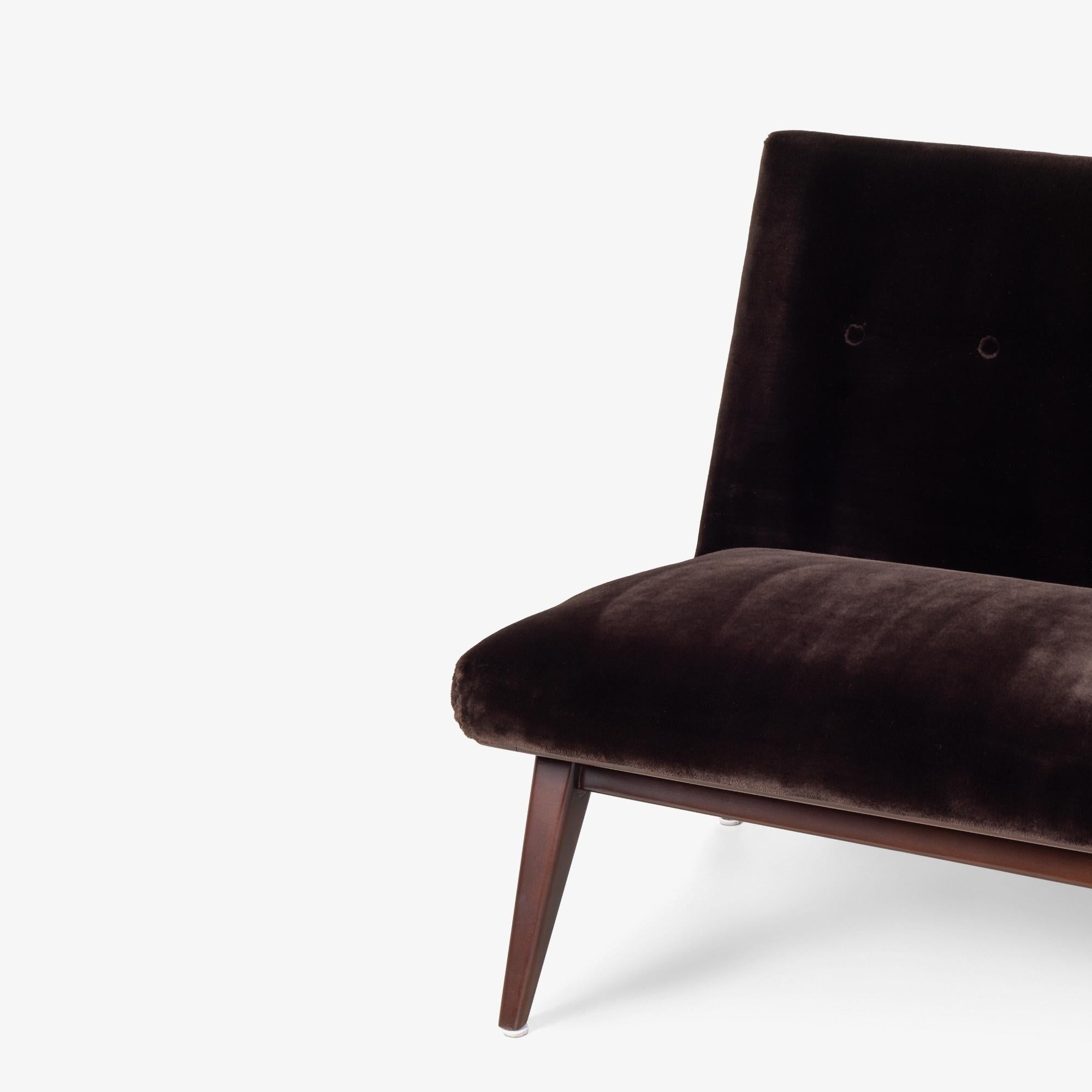 Early Jens Risom for Knoll Model 23 Armless Sofa in Italian Espresso Velvet 3
