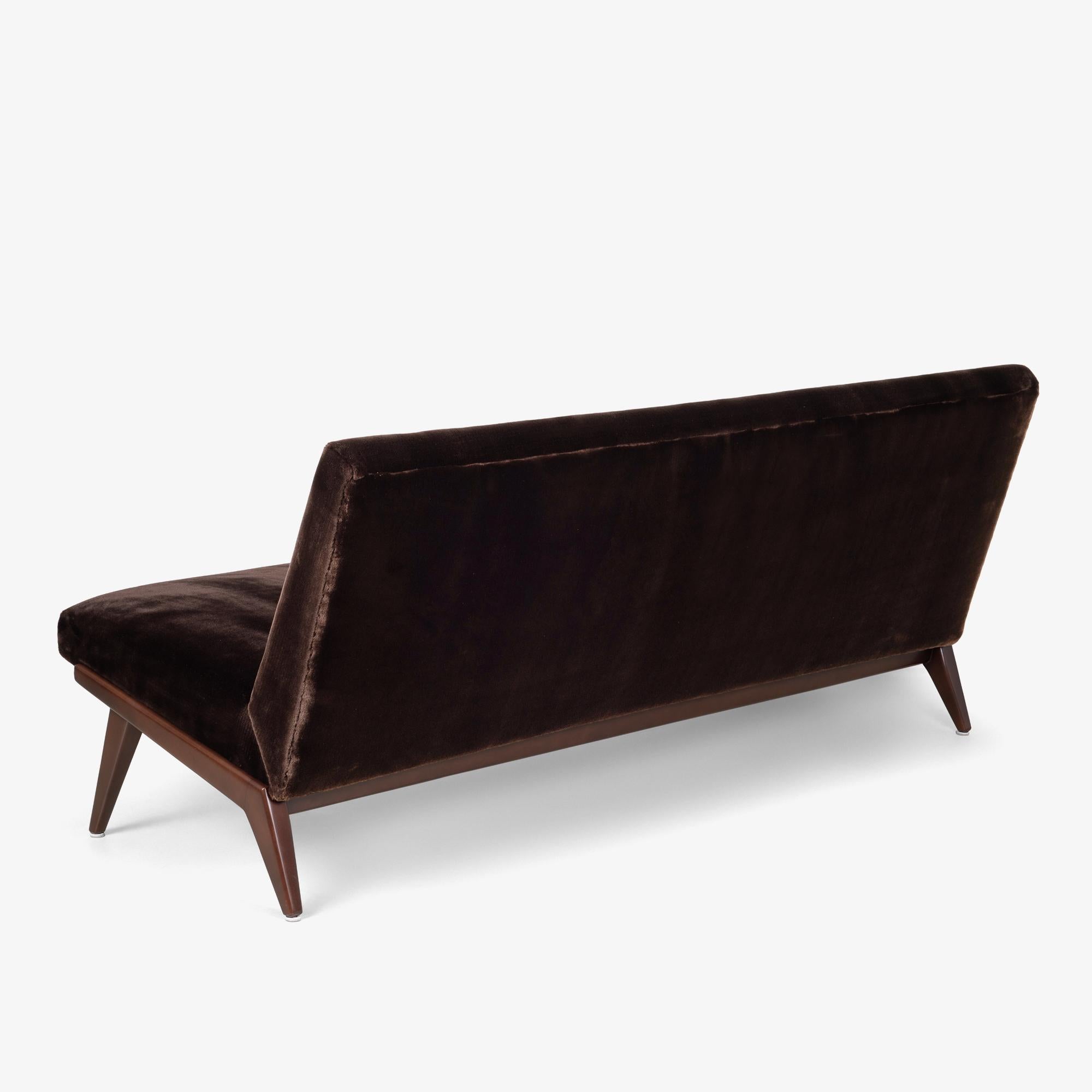 American Early Jens Risom for Knoll Model 23 Armless Sofa in Italian Espresso Velvet