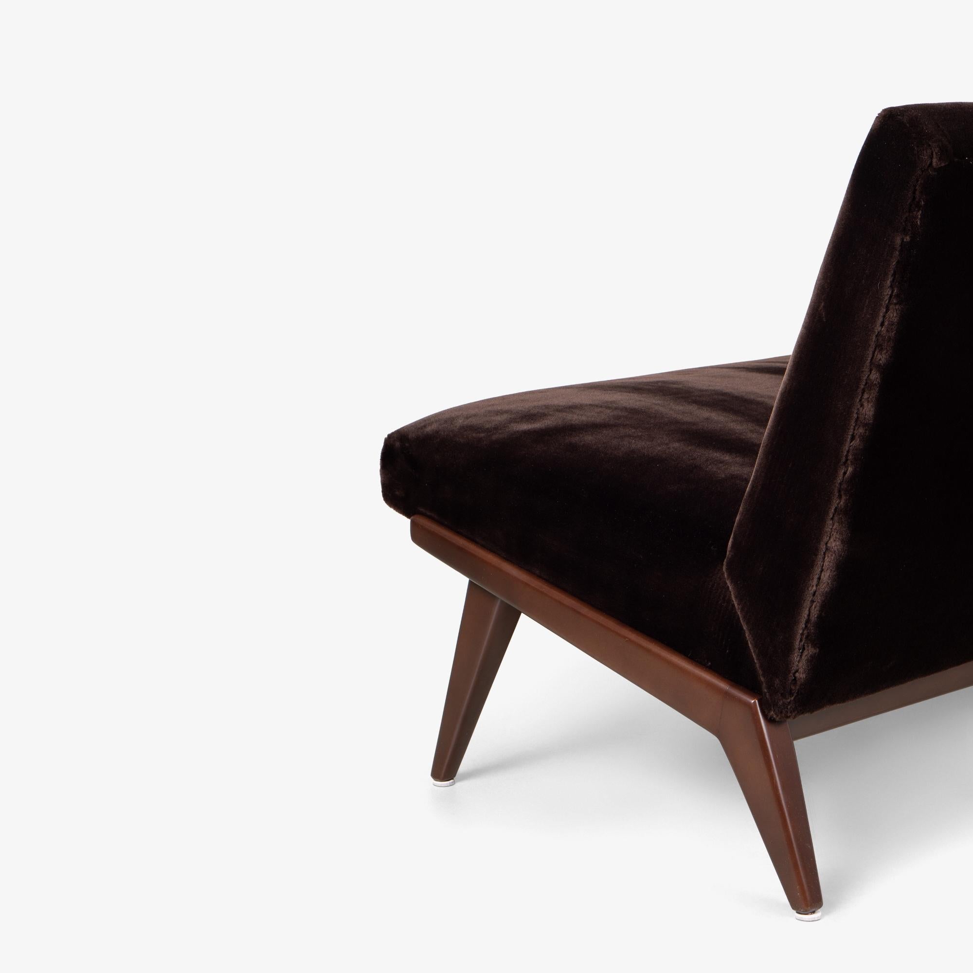 Mid-20th Century Early Jens Risom for Knoll Model 23 Armless Sofa in Italian Espresso Velvet