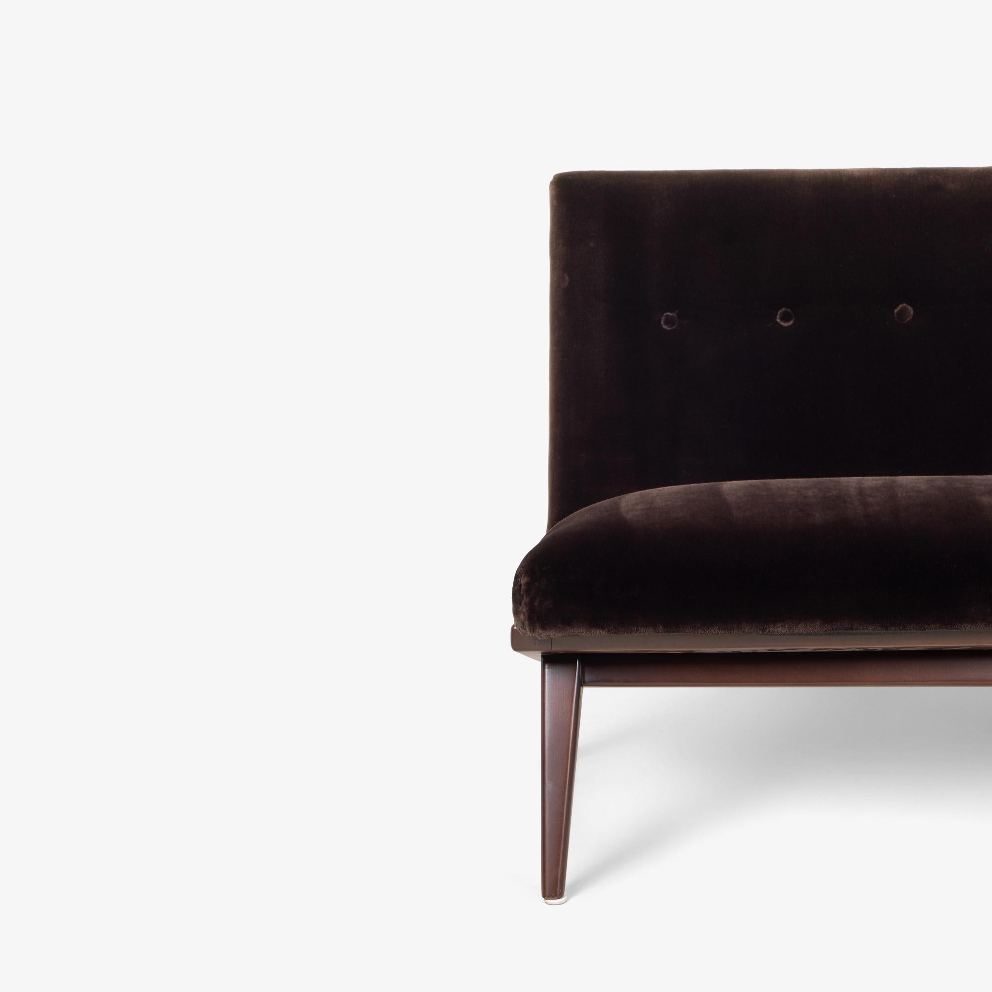 Early Jens Risom for Knoll Model 23 Armless Sofa in Italian Espresso Velvet 1