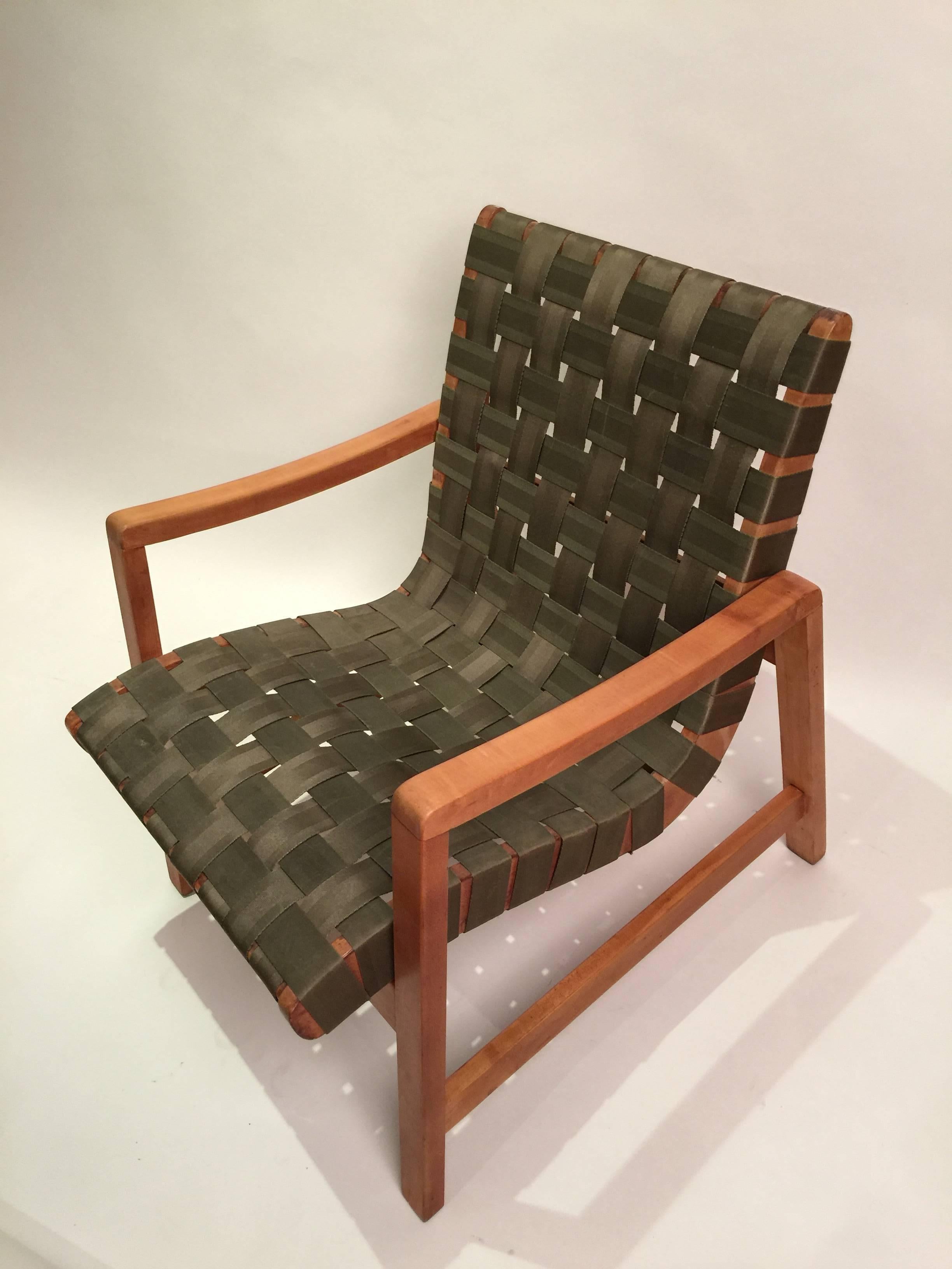 Mid-Century Modern Early Jens Risom for Knoll Strap Armchair
